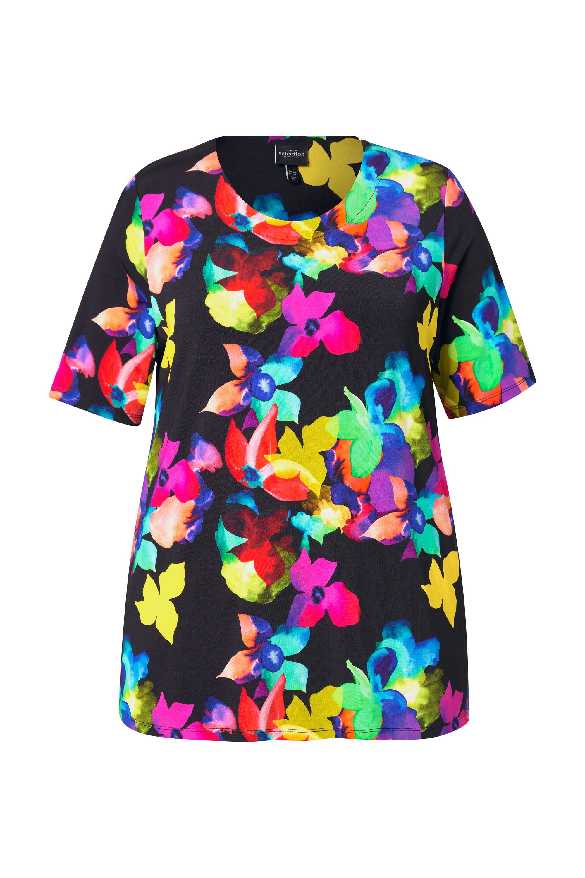 Ulla Popken T-Shirt Slinky-Shirt Blüten A-Linie günstig online kaufen