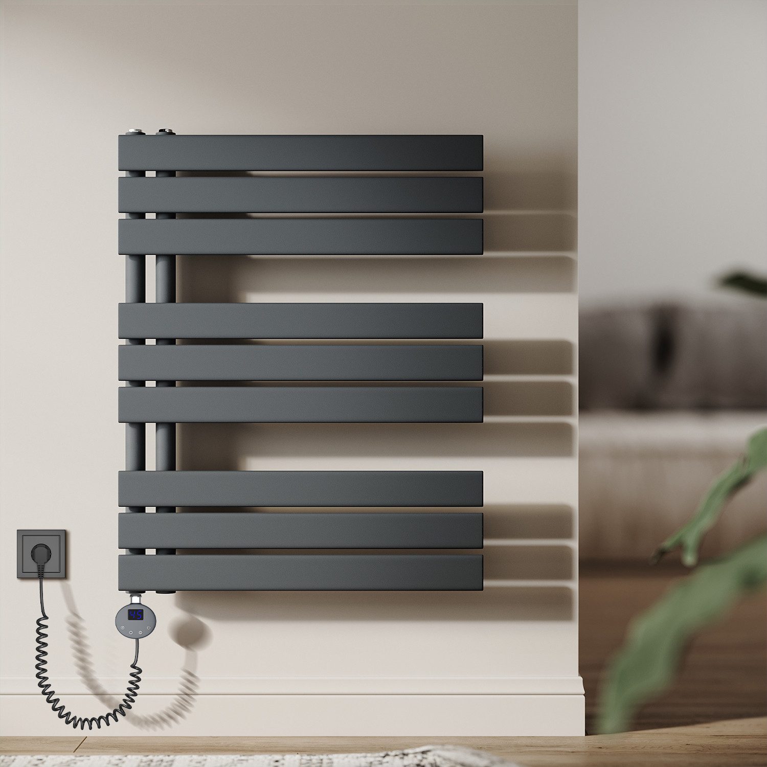 SONNI Designheizkörper Handtuchheizkörper Elektrisch, programmierbarer Zeit und Temperatur