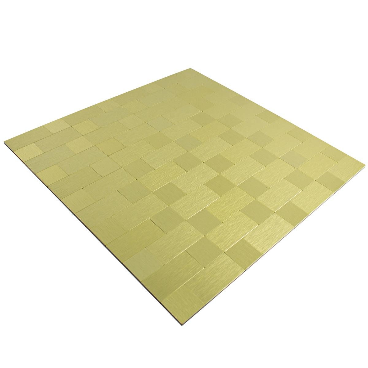 Mosafil Mosaikfliesen Mosaikfliesen Metall Selbstklebend Vryburg Gold Kombi, Metall-Aluminium 30.500x30.500, gold