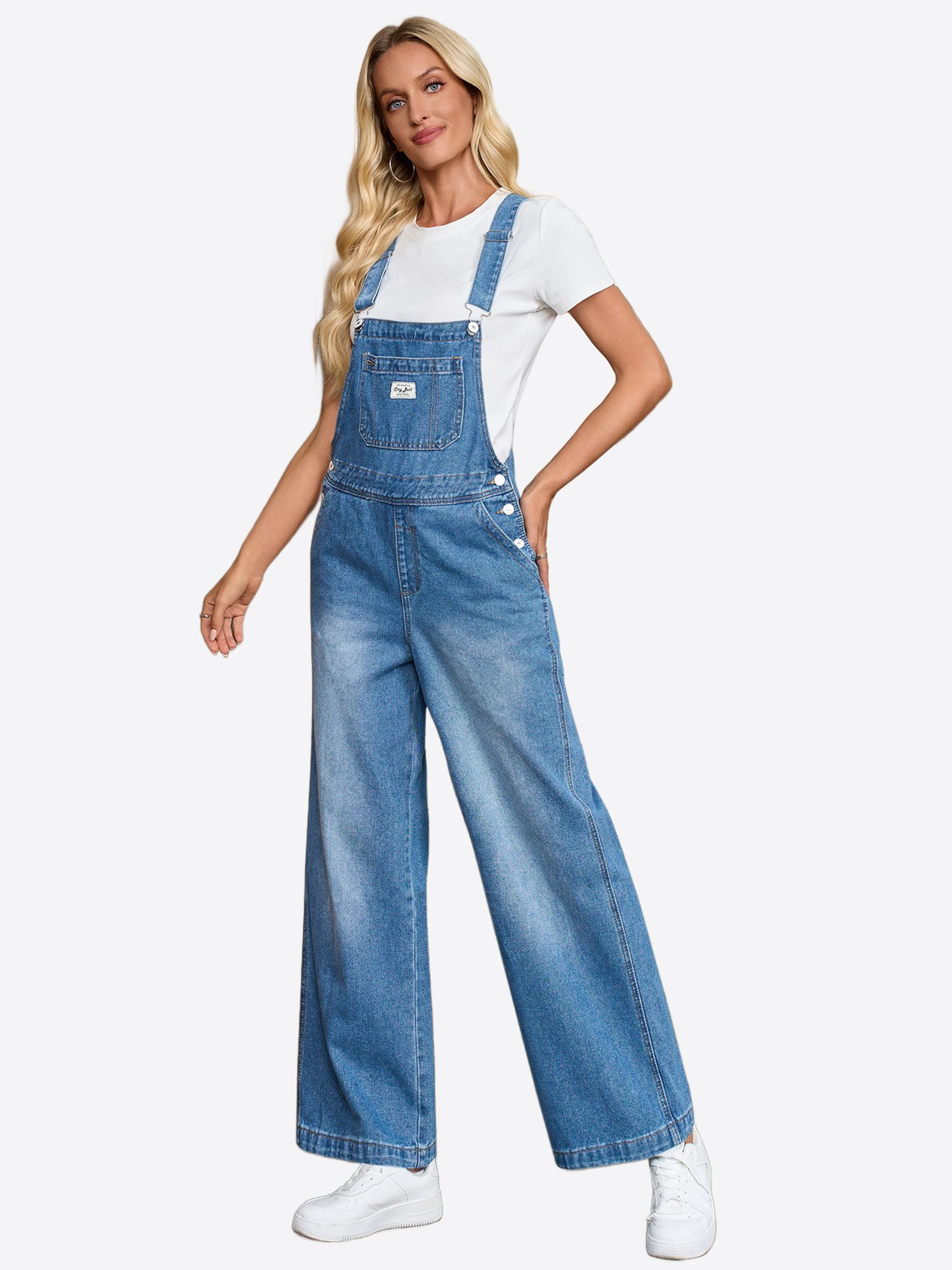 Imily Bela Overall Damen Jeans Latzhose (Packung, 1-tlg., 1per-Pack) mit Taschen