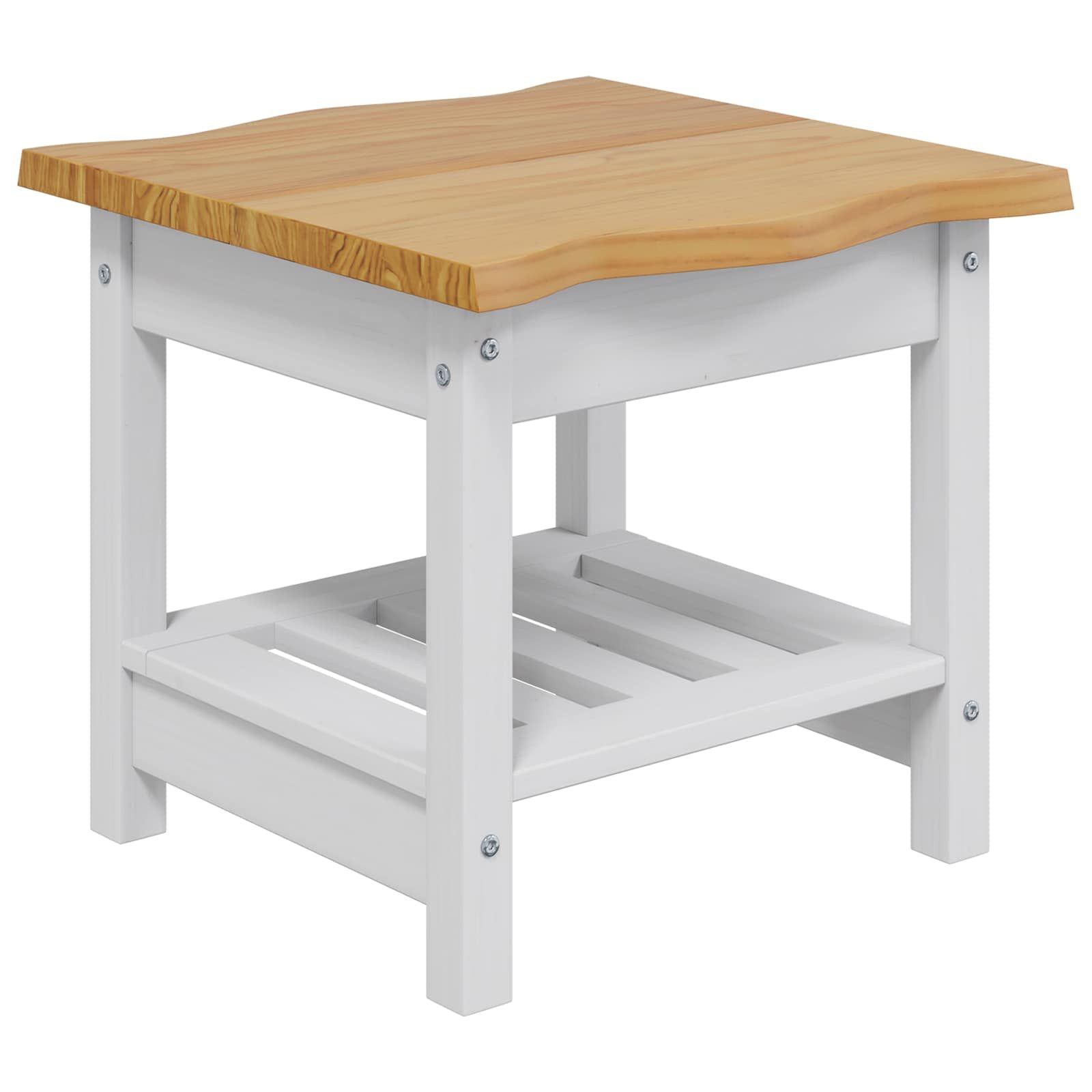 vidaXL Beistelltisch Beistelltisch EKAI Weiß 50 x 50 x 45,5 cm Massives Kiefernholz (1-St)