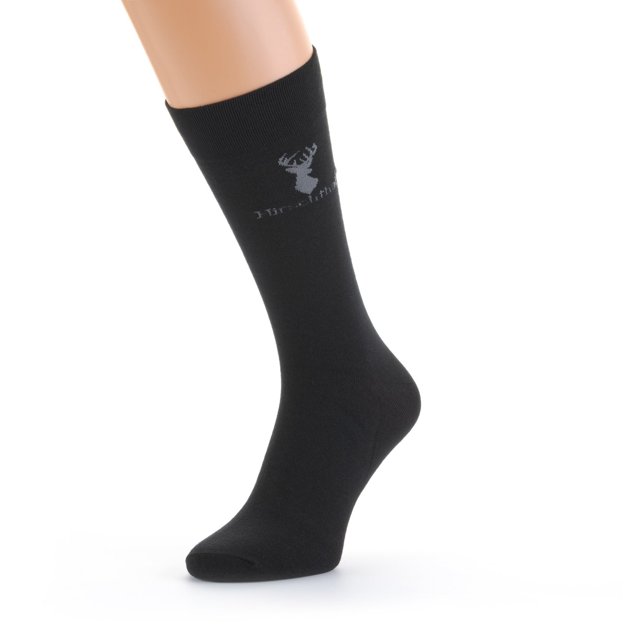 Hirschthal Businesssocken 4, 8, 12 Paar Herren Business Socken Freizeitsocken Basicsocken (Box, 4-Paar) mit klassischem eingestricktem Logoschriftzug