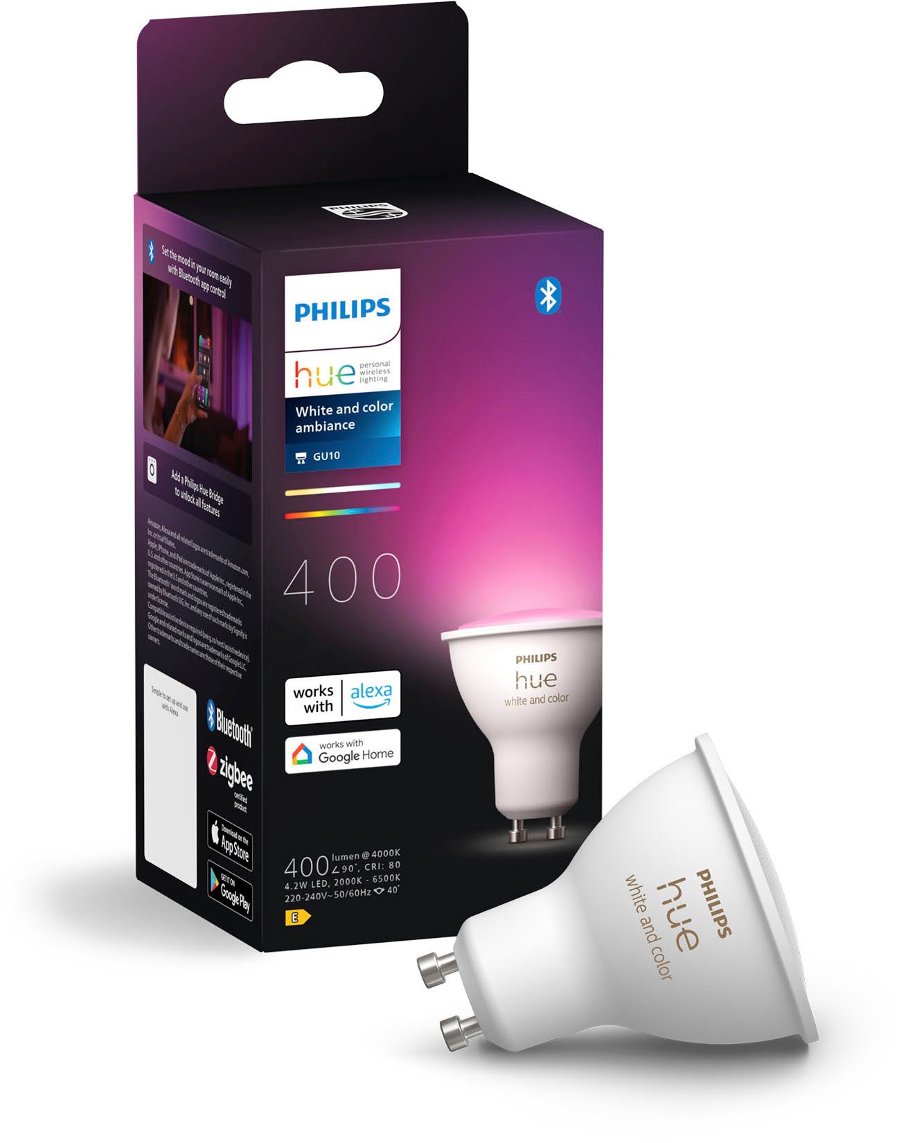 Philips Hue LED-Leuchtmittel White & Color Ambiance Spot 400, GU10, 1 St., Farbwechsler