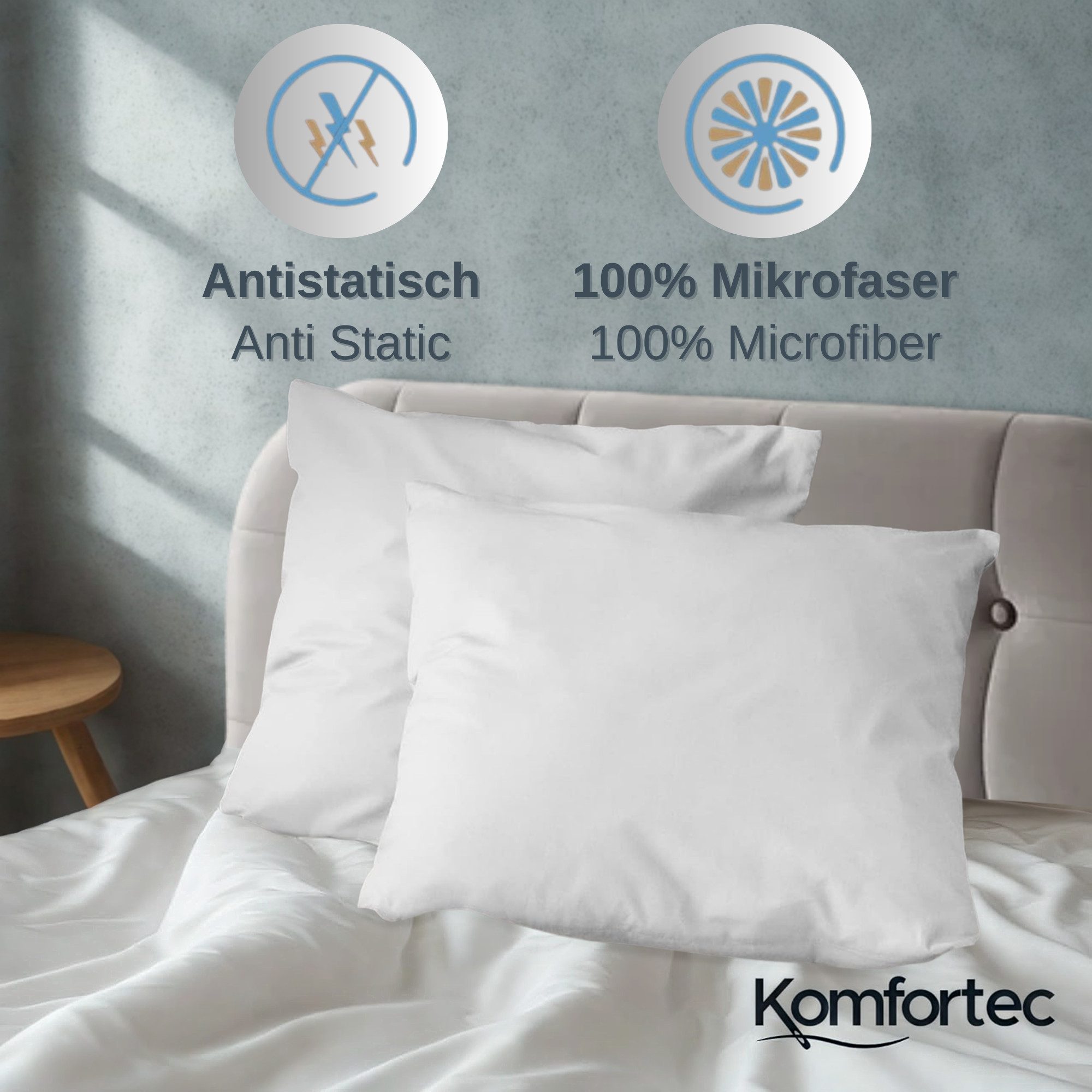 Komfortec Bettwäsche Premium, 135 x 200 bis 220 x 240 cm, 6 verschiedene Größen zur Auswahl, gebürstet 100% Mikrofaser, 2 teilig, Superweiches Bettwäsche-Set, Knitterfrei, Atmungsaktiv
