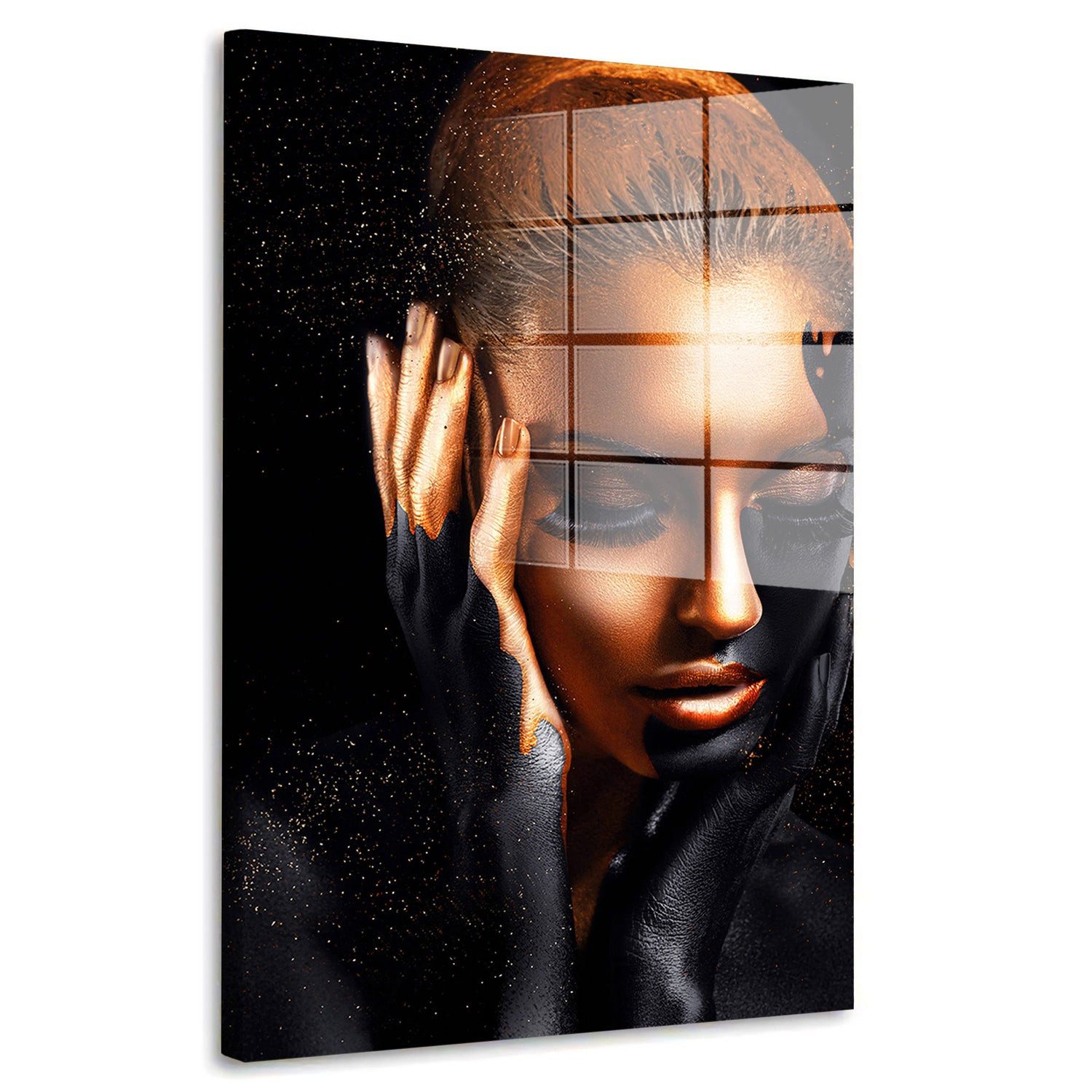 Artedinoi Acrylglasbild Frau Abstract Gold Edition Acrylglas Wandbild Bild Wanddeko Wohnzimmer