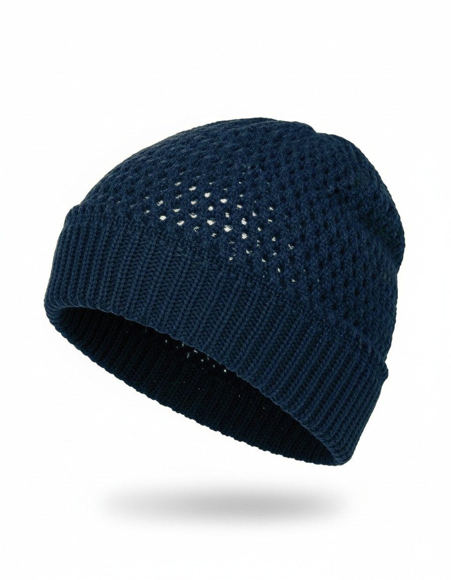 styleBREAKER Strickmütze Strick Beanie Mütze mit Loch Muster (1-St)