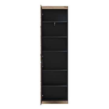 Lomadox Garderobenschrank SUNBURY-129 Garderobenschrank anthrazit, Eiche, Kleiderstange, 54x196,5x39,9 cm