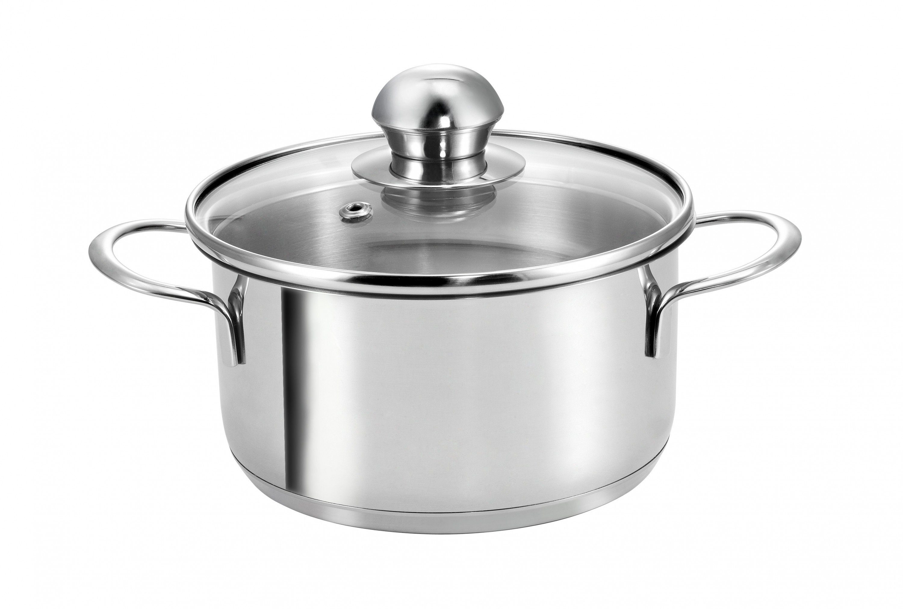 Kopf Kochtopf Parvus 14 cm, Edelstahl, Kleiner Topf, Ø 14 cm, Höhe 7,5 cm, 1 Liter, Induktion, inkl. Deckel