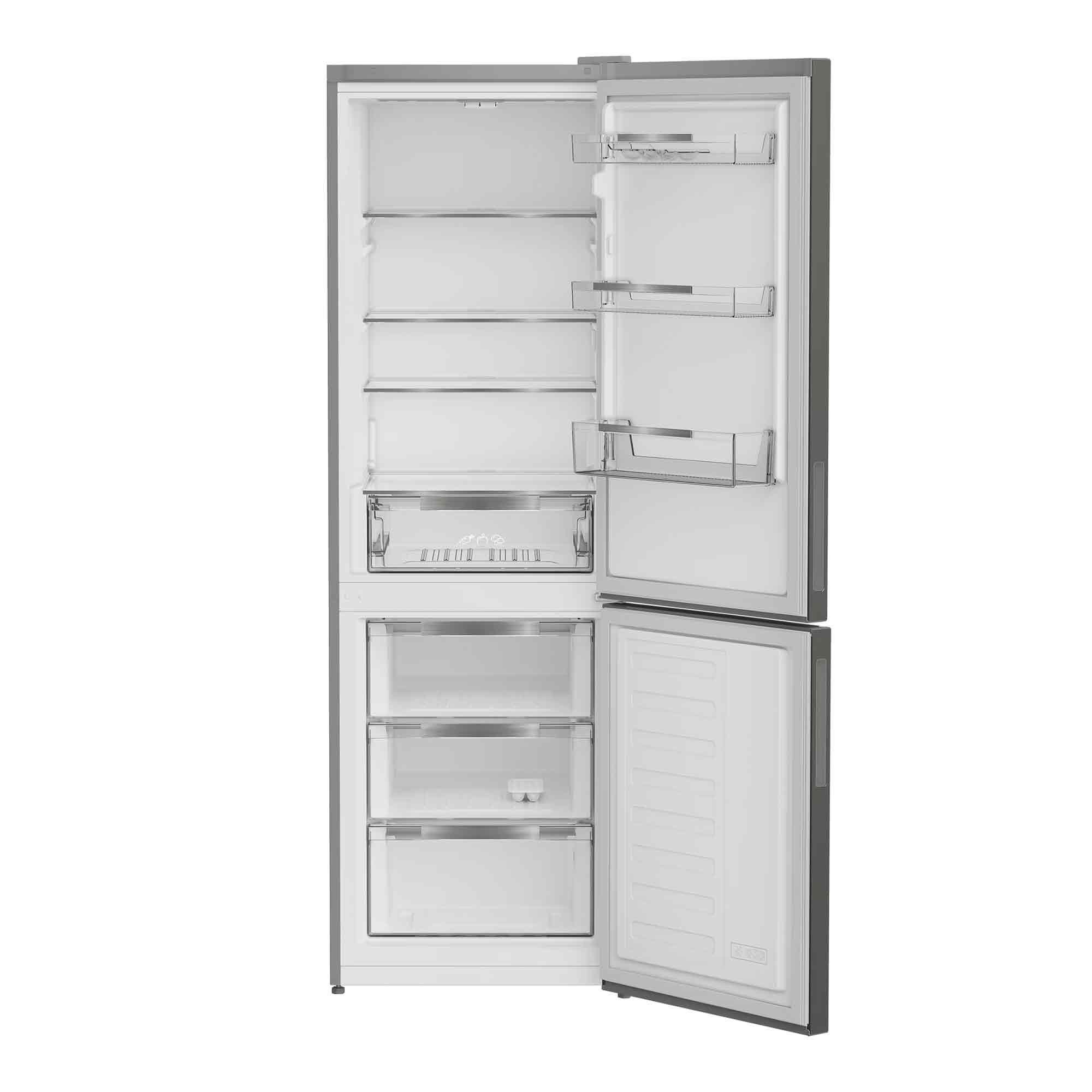 BAUKNECHT Kühlschrank Edelstahloptik KGL EVO 185 IN, 185 cm hoch, 59,5 cm breit, LessFrost, 4 Ablagen, 3 Türfächer, Edelstahloptik