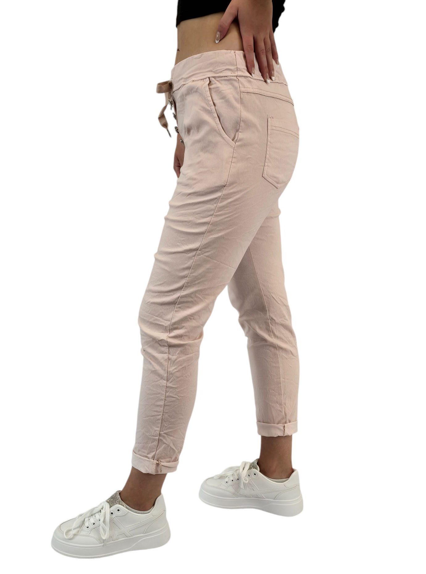 Rehoboth Moda Schlupfhose Damen Joggpants / Schlupfhose mit edlen Zierknöpfen und Bindeband