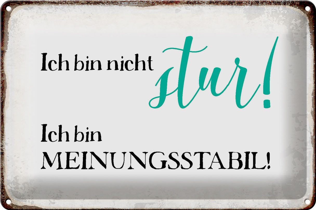 Metallschild Schild Blech 30x20cm - Made in Germany - Spruch bin nicht stur meinung