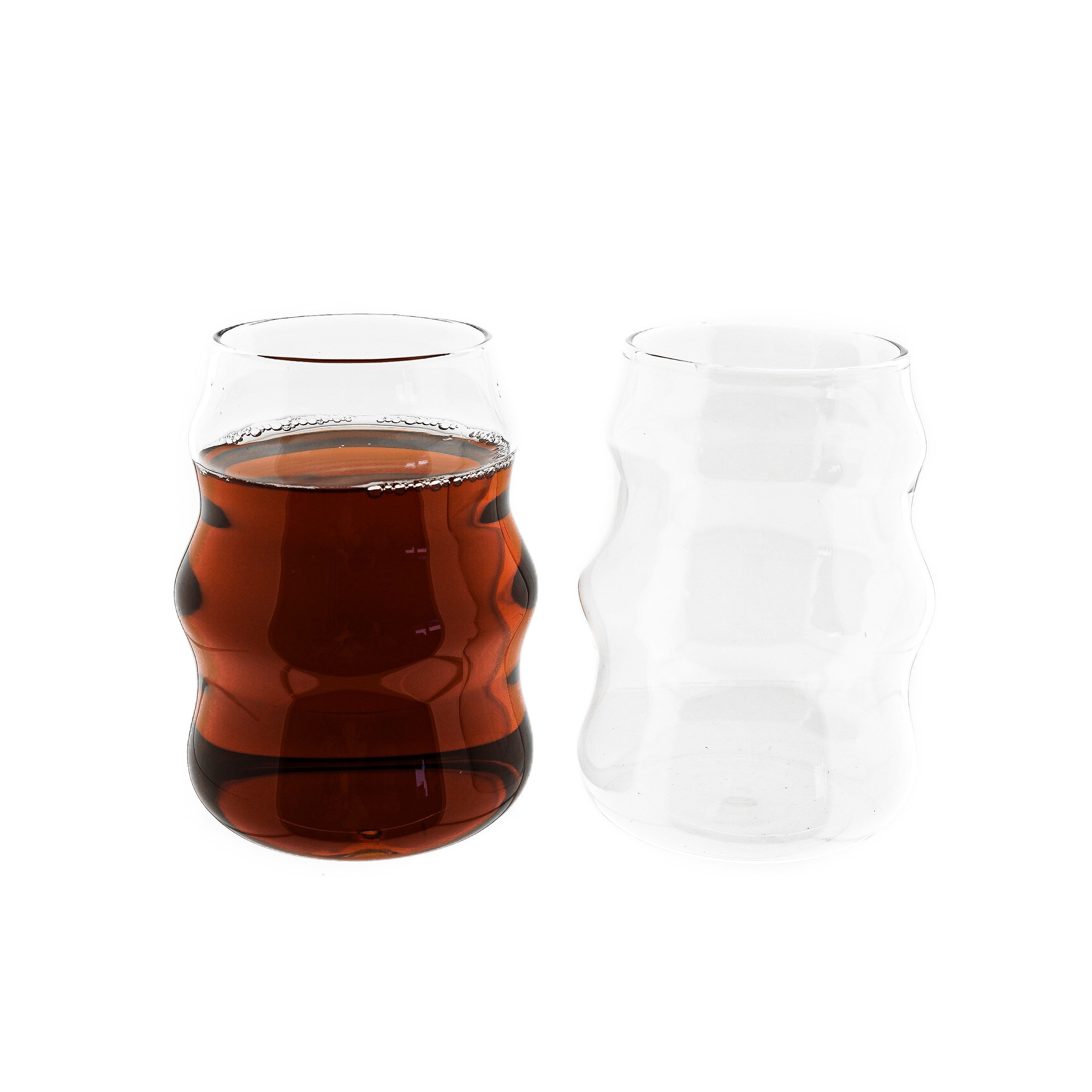 Almina Gläser-Set 550 ml Wave Style in Transparent Trinkgläser, Wassergläser, 2-tlg.