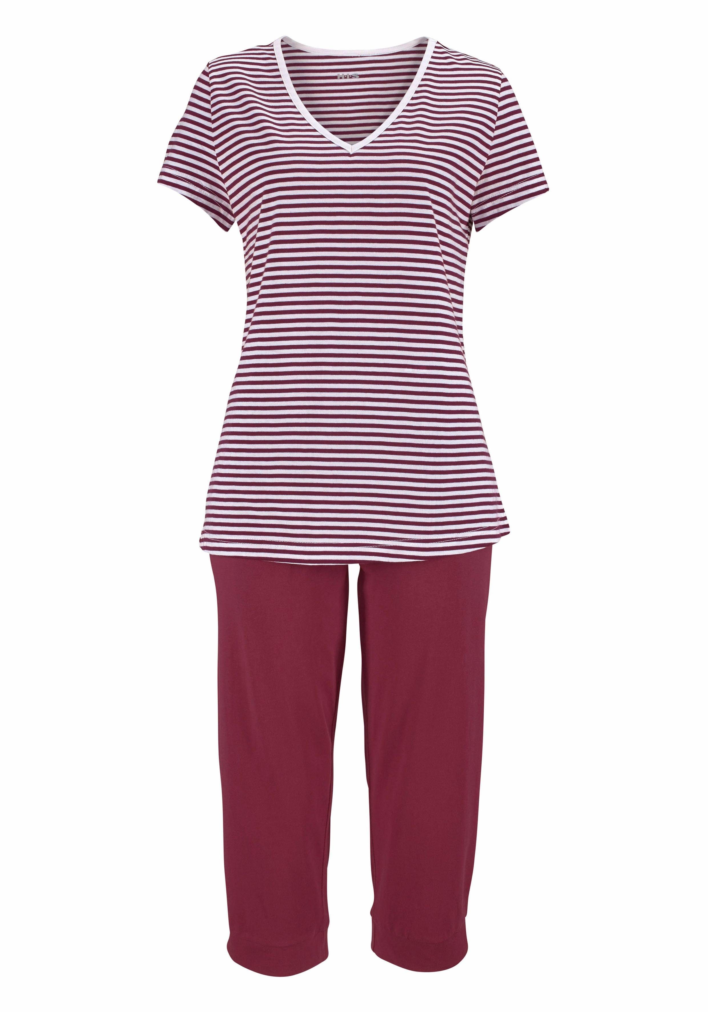 H.I.S Capri-Pyjama, (2 tlg.), mit geringeltem T-Shirt und legerer Hose günstig online kaufen