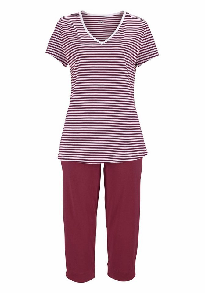 H.I.S Capri-Pyjama (2 tlg., 1 Stück) mit geringeltem T-Shirt und legerer  Hose