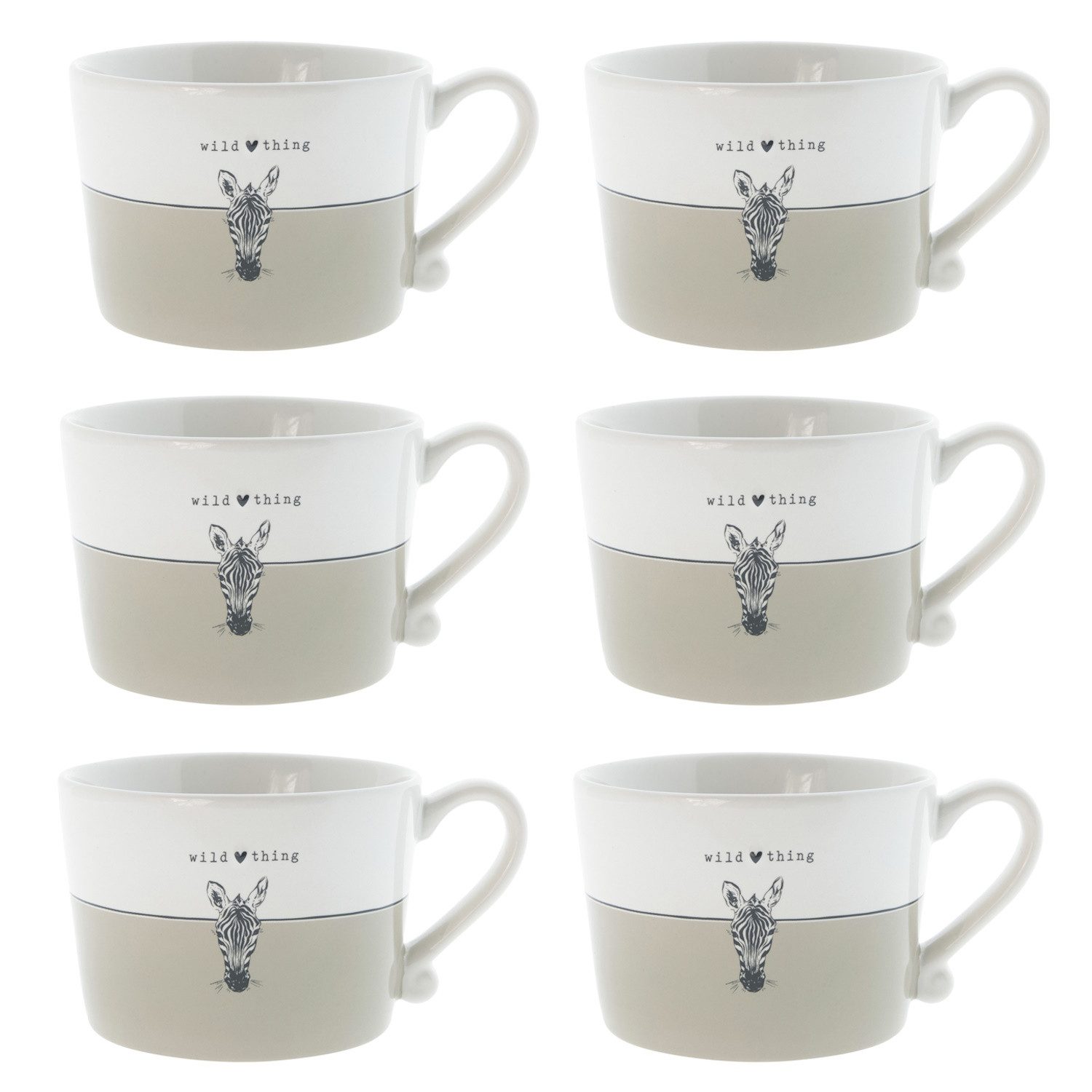 Bastion Collections Tasse Beige Titan, Keramik, Spülmaschinengeeignet, Weiß, Zebra, H: 7cm