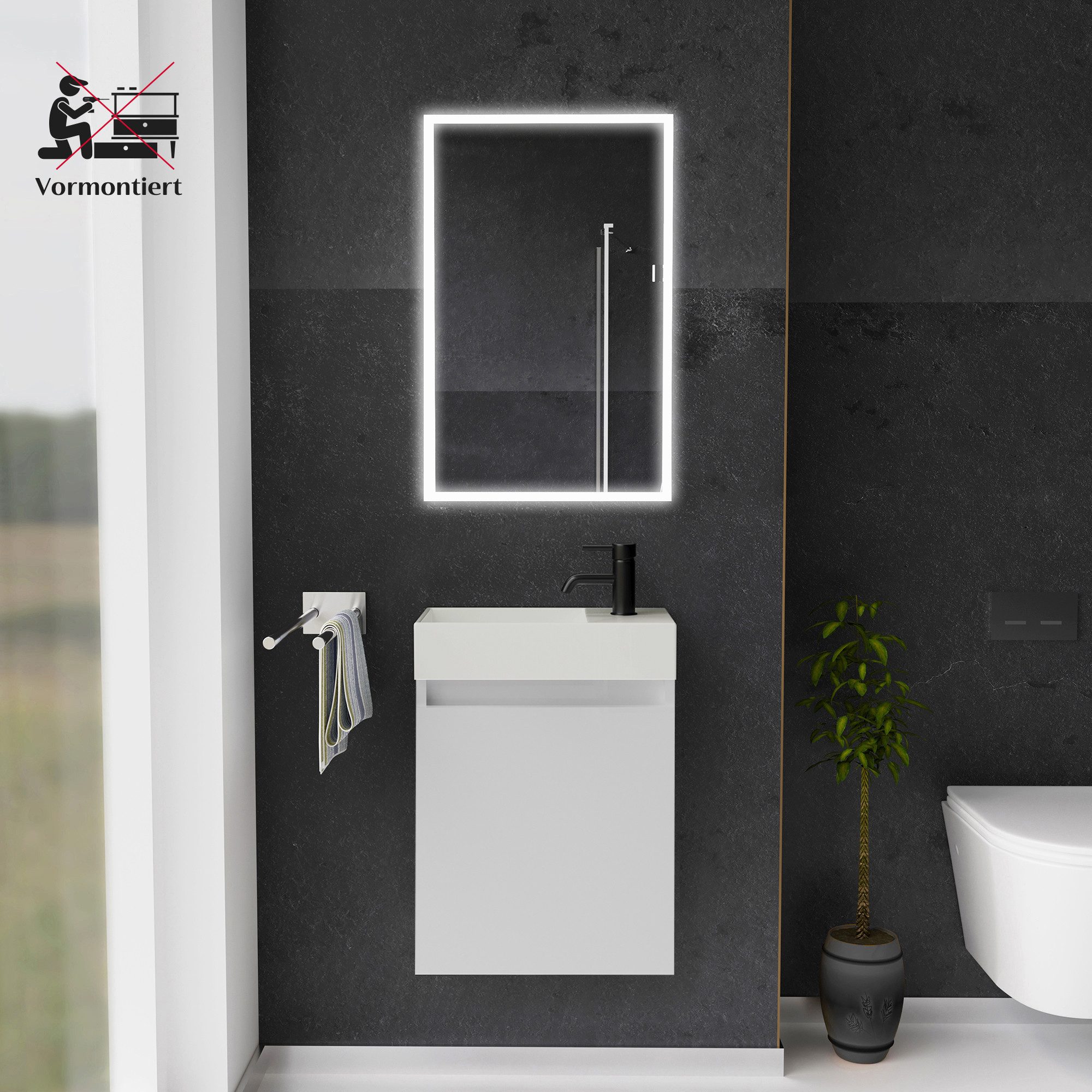 Alpenberger Badmöbel-Set Gäste WC Waschbecken mit günstig online kaufen