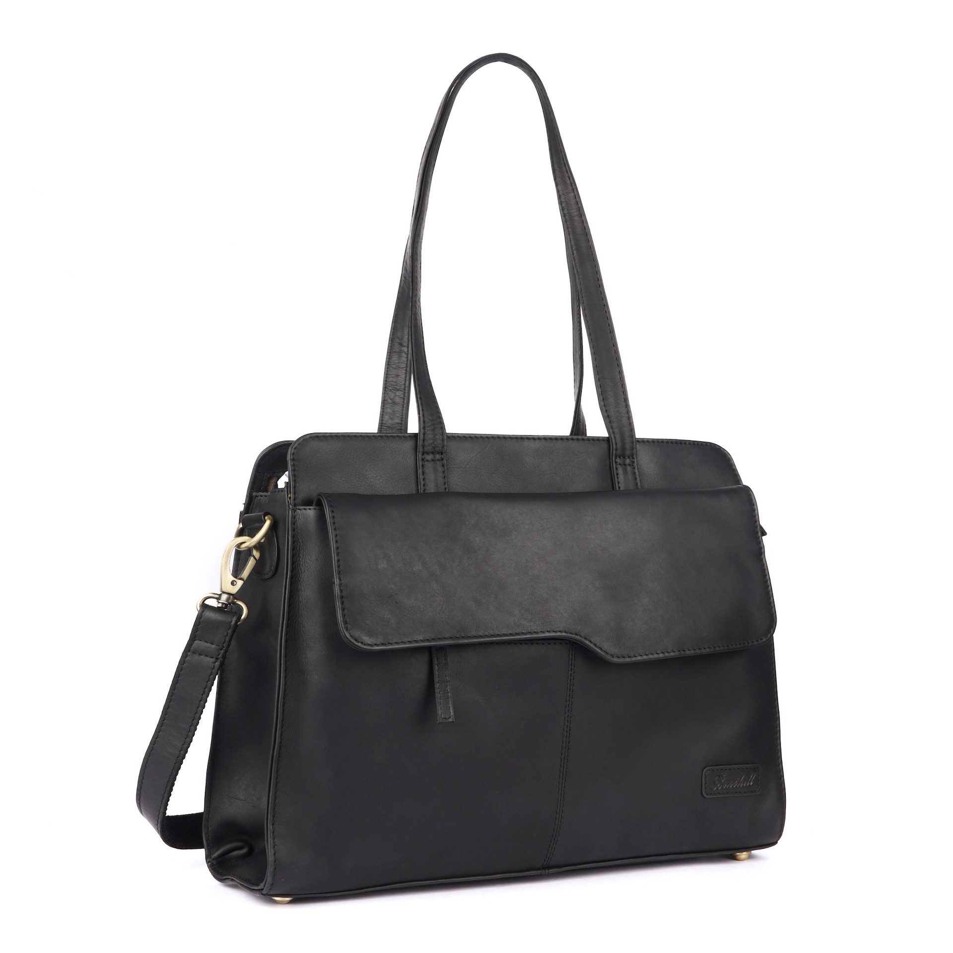 Benthill Handtasche Damen Echt Leder Handtasche Vintage Bag Laptop Schultertasche Business, Schultergurt / Umhängegurt Reißverschlussfach
