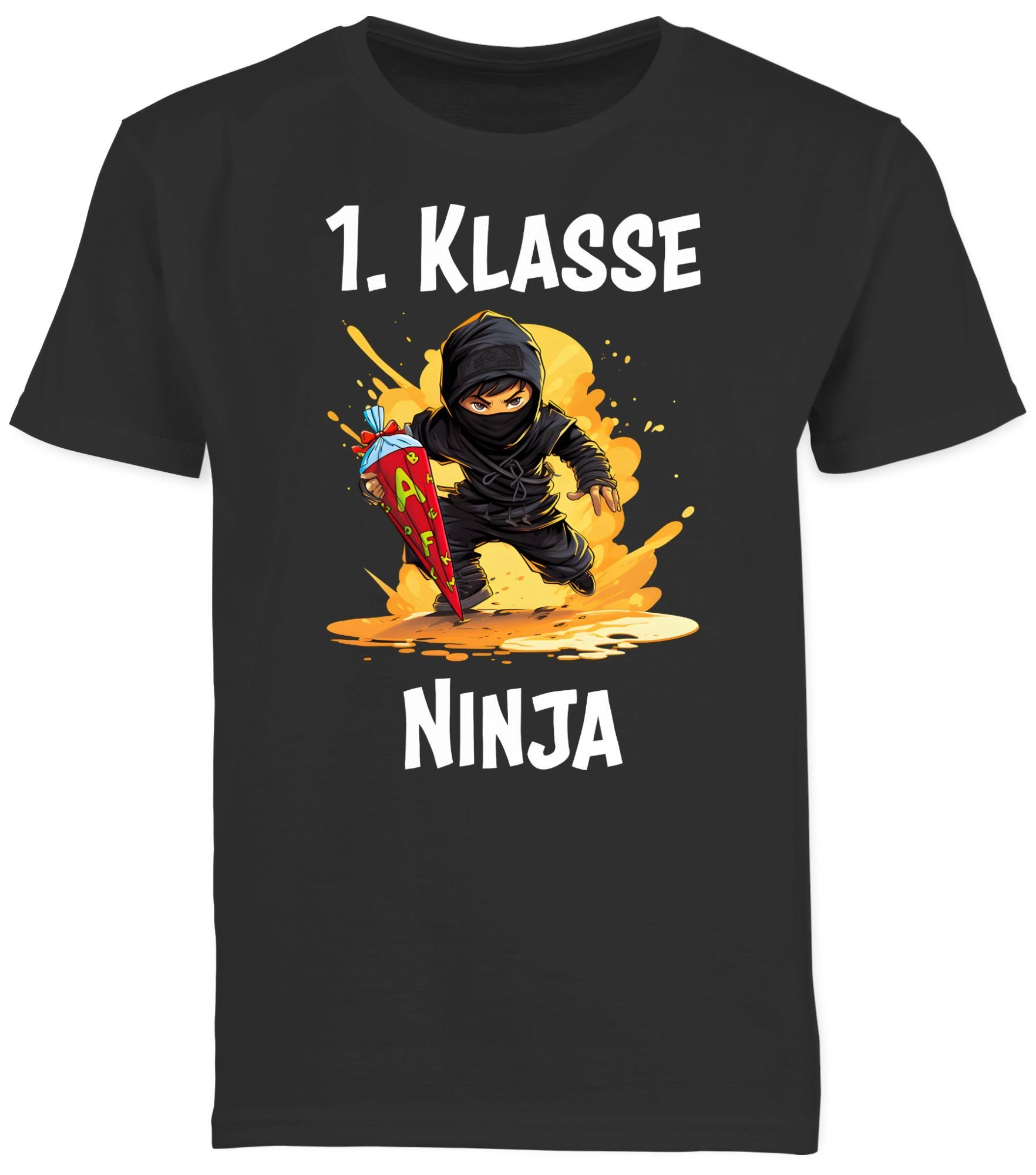 Shirtracer T-Shirt Ninja Einschulung Schulkind Junge 1. Erste Klasse Anthrazit Einschulung Schulanfang Geschenke Schulanfang 02
