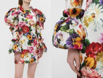DOLCE & GABBANA Midikleid DOLCE & GABBANA Floral-print Silk Midi dress Palermo Mini Kleid Midikl
