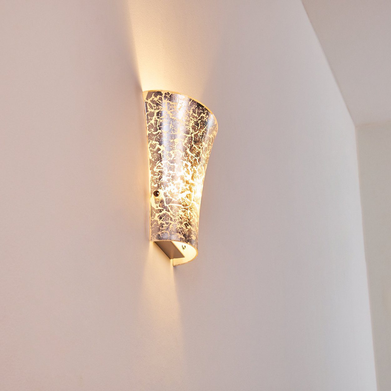 ohne Wandleuchte in mit Lichteffekt Wand, an »Vazzano« Silber, mit hofstein Lichtspiel Leuchtmittel, moderne der Metall/Glas Innen aus Wandlampe 1xG9