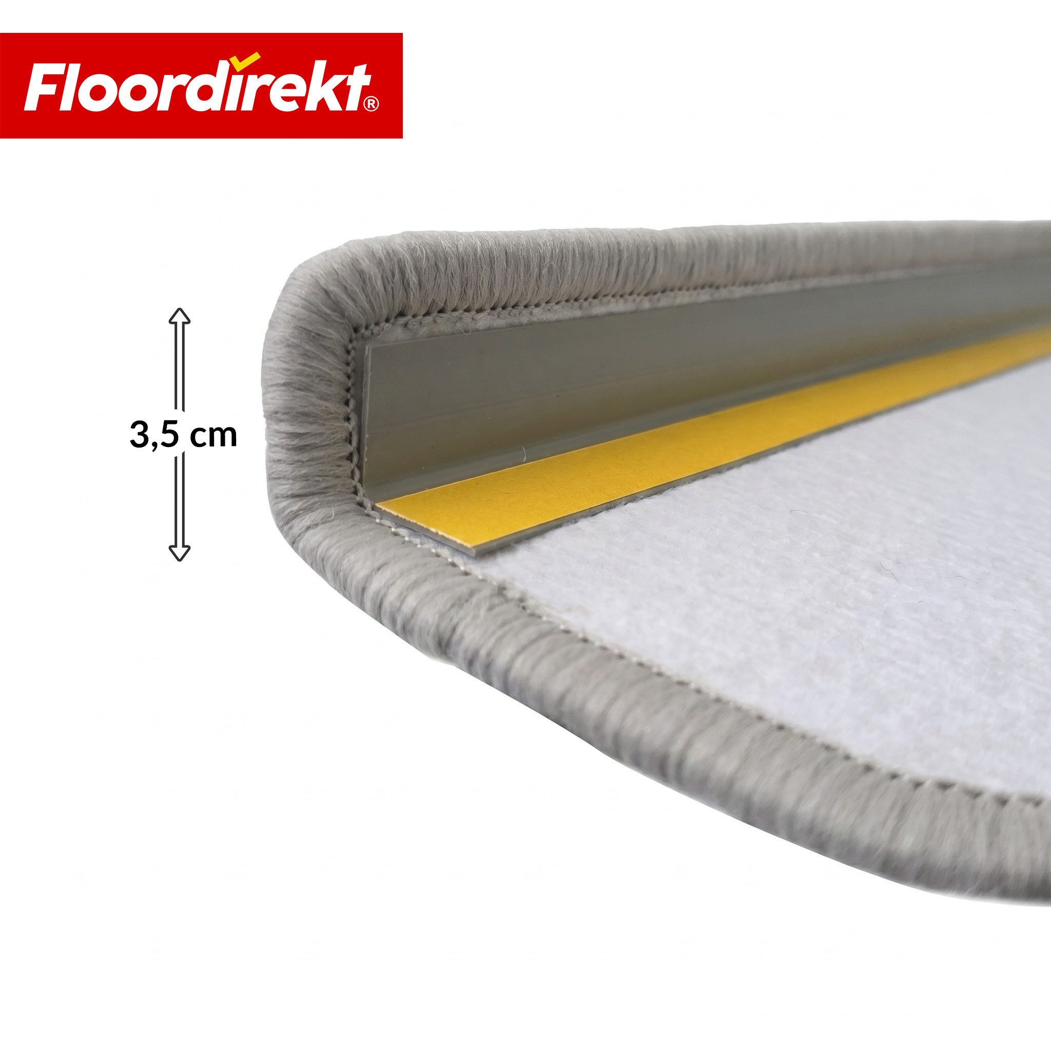 Floordirekt Stufenmatte Treppenmatte Monaco halbrund rutschhemmend schalldämmend antistatisch, Robuster Winkel mit Klebeband – Bild 4 von 5