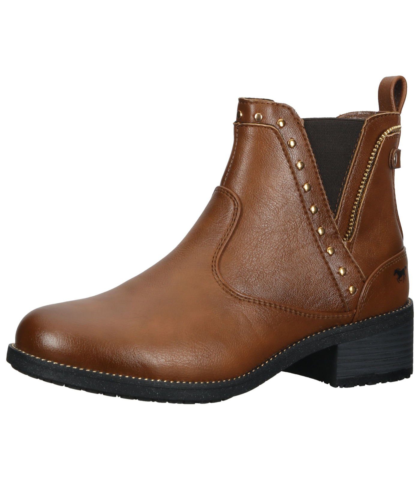 Cognac Schnürstiefelette Stiefelette MUSTANG Lederimitat