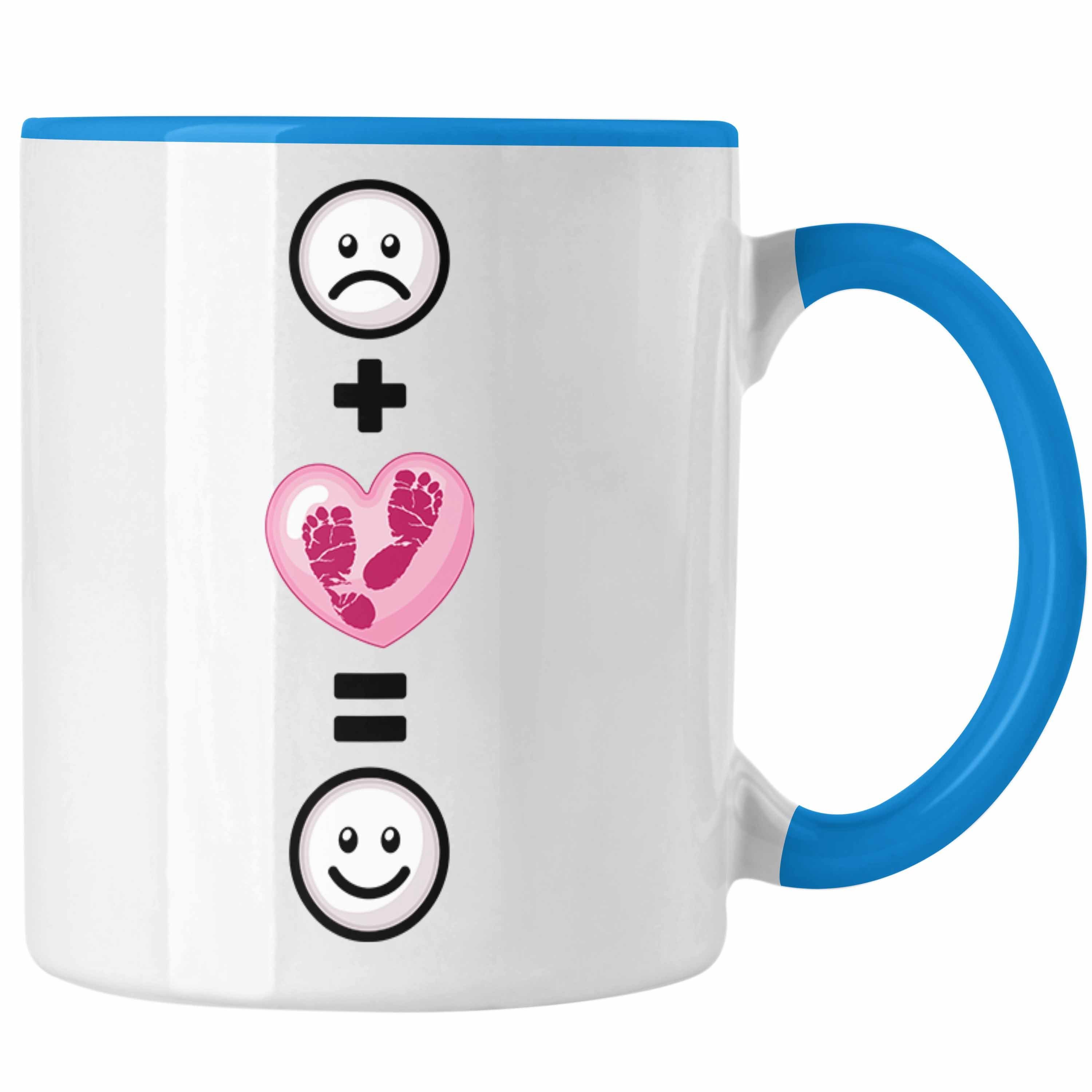 Trendation Tasse Baby Schwangerschaft Kinder Tasse Geschenk für Schwangere Frauen Lusti Blau