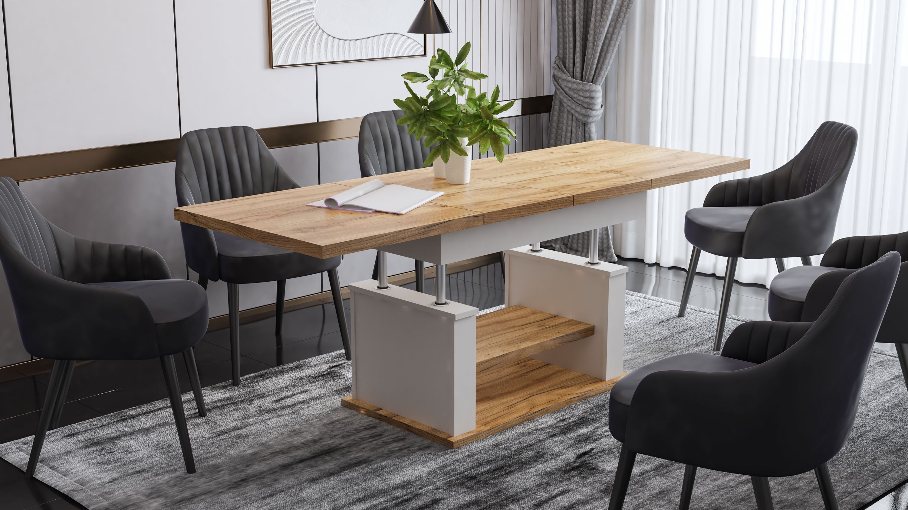 designimpex Couchtisch DA-666 Couchtisch höhenverstellbar ausziehbar Esstis günstig online kaufen