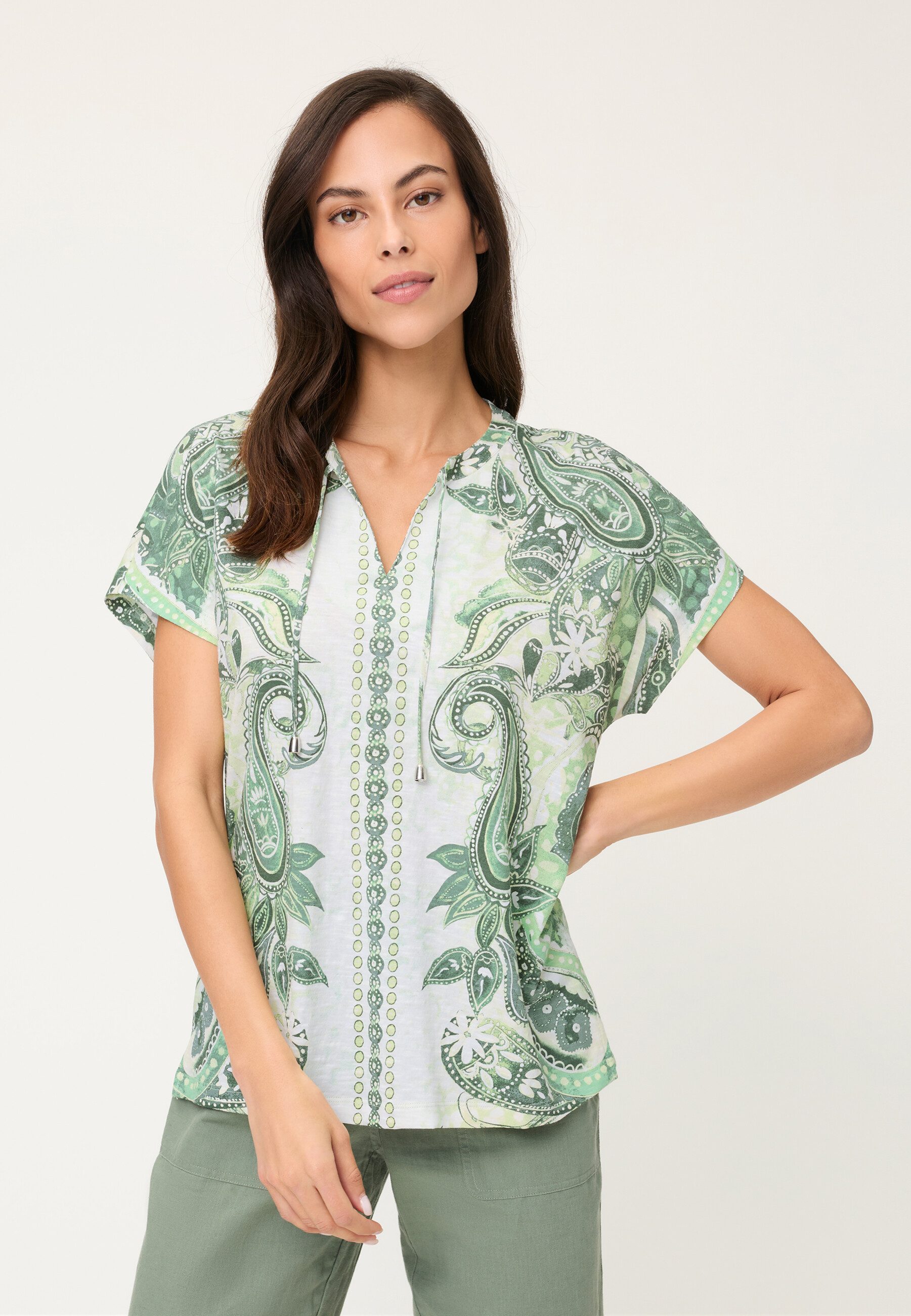 Olsen T-Shirt Shirt mit Panneaux-Dessin und Tunika-Ausschnitt