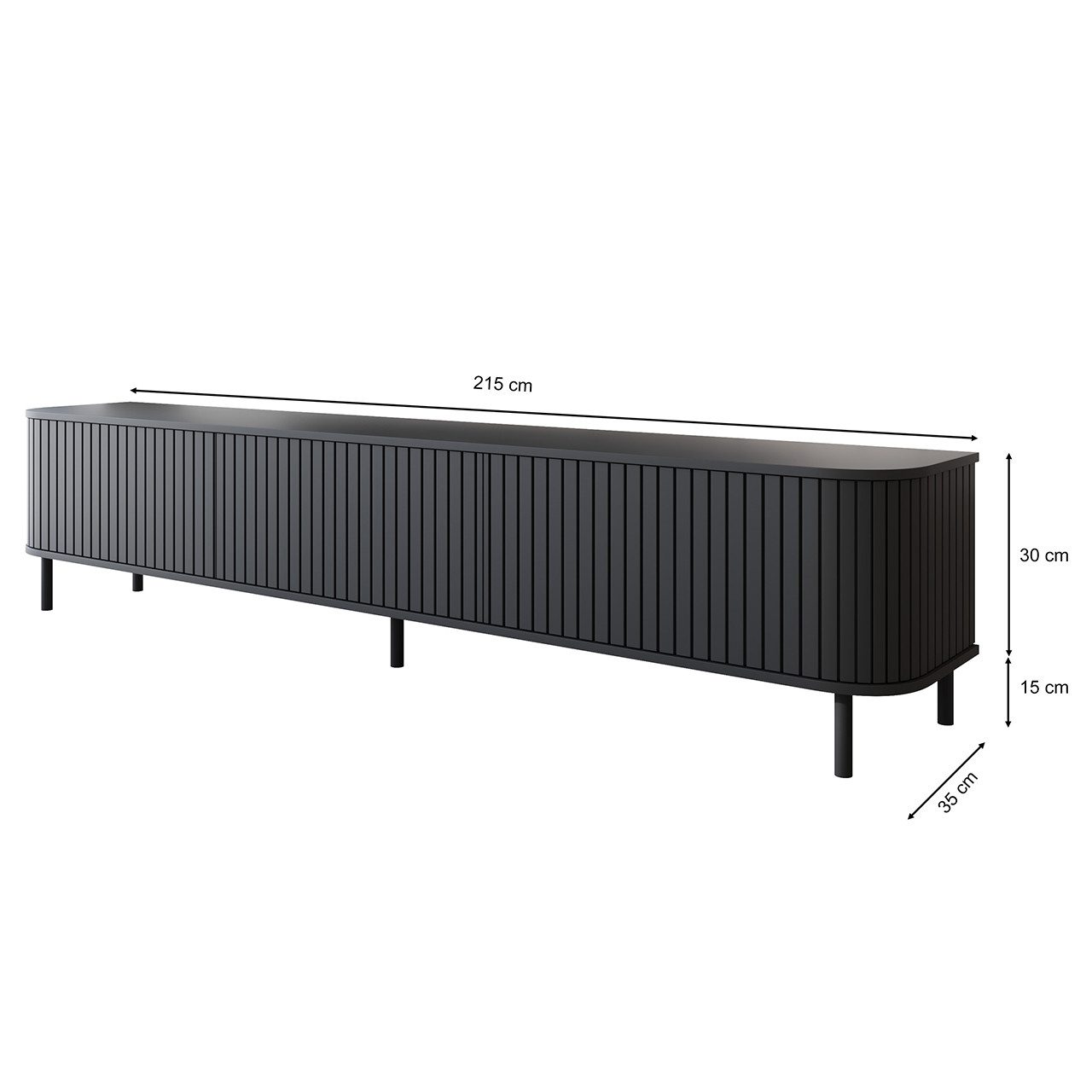 MOEBLINE Lowboard TV Schrank ZILLO 215N Schwarz – Bild 3 von 5