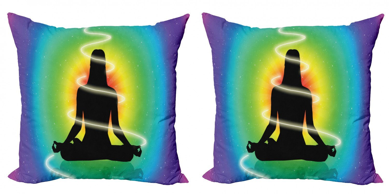 Kissenbezüge Modern Accent Doppelseitiger Digitaldruck, Abakuhaus (2 Stück), Chakra Konzentrische Regenbogen-Farbe | Kissenbezüge