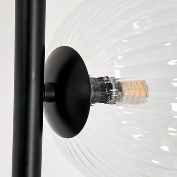 hofstein Stehlampe Stehlampe aus Metall/Riffelglas in Schwarz/Klar, ohne Leuchtmittel, Leuchte mit Glasschirmen (15cm), Fußschalter, 5xG9, ohne Leuchtmittel