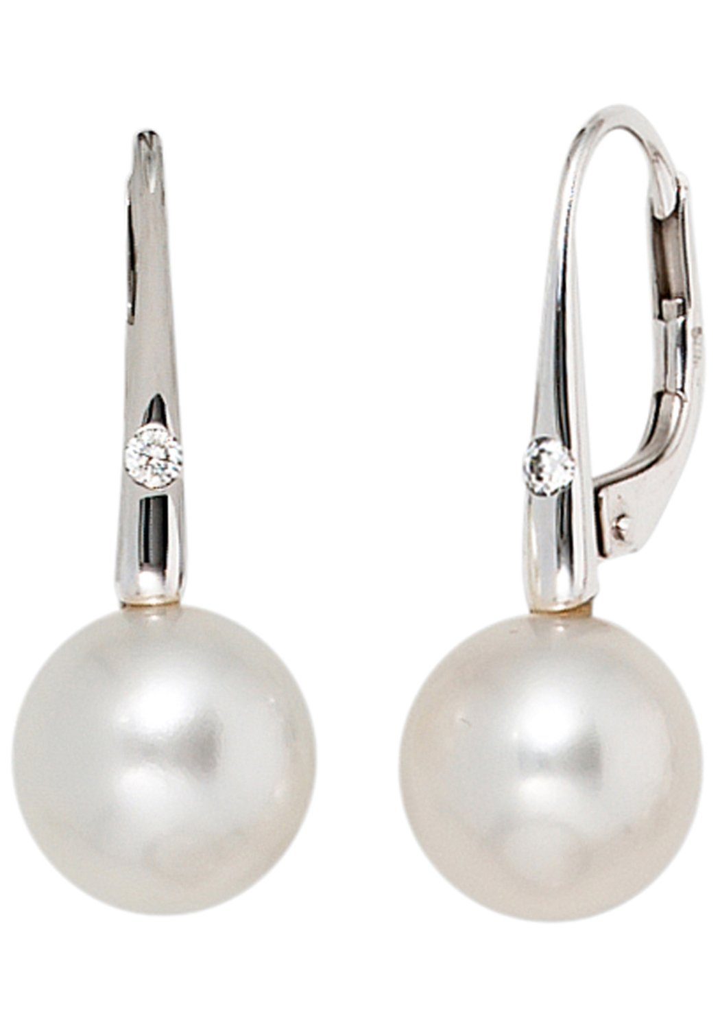 JOBO Perlenohrringe, 585 Weißgold 2 Dia... JOBO Perlenohrringe, 585 Weißgold 2 Dia...