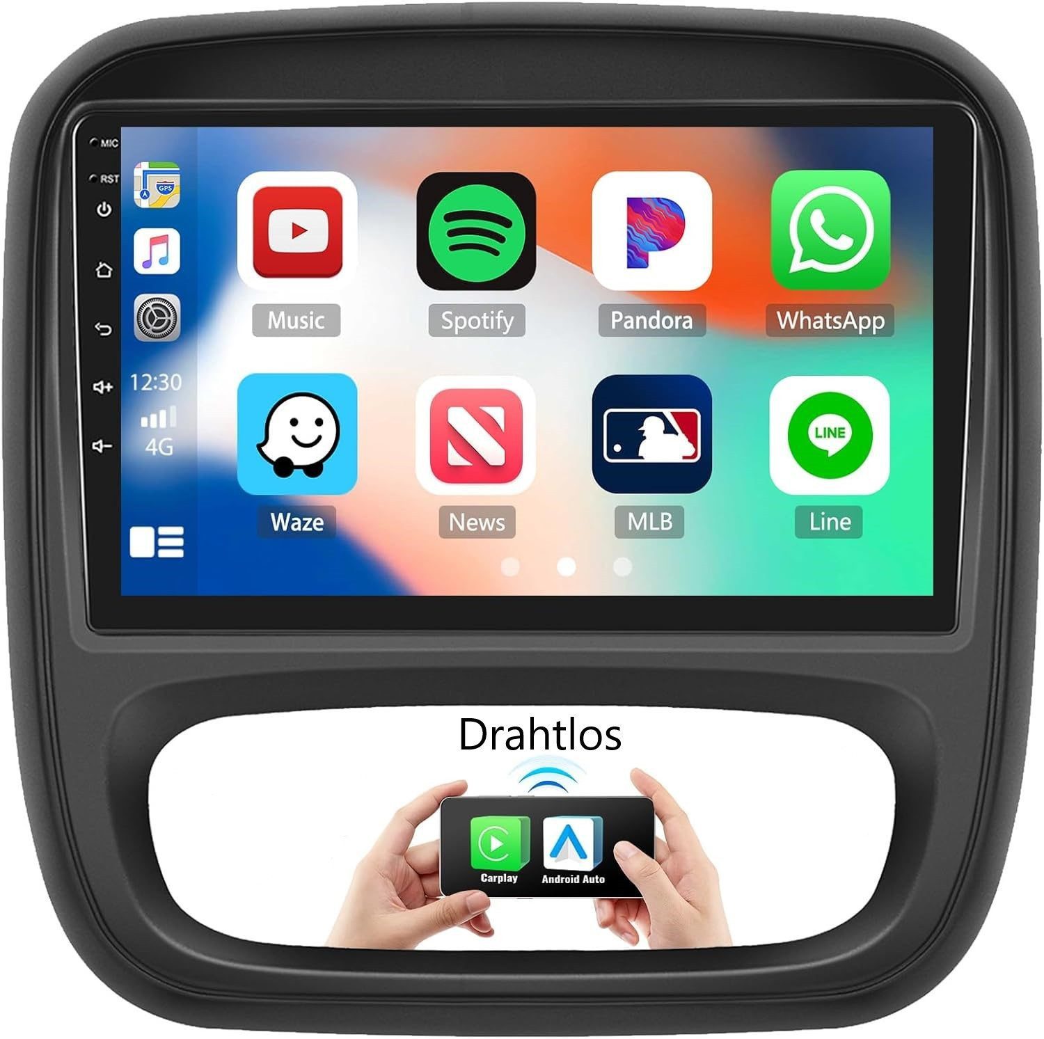 GABITECH 9 Zoll Android Autoradio für Renault TRAFIC, Opel VIVARO, Nissan NV300 Autoradio (Drahtloses Apple Carplay und Android Auto)