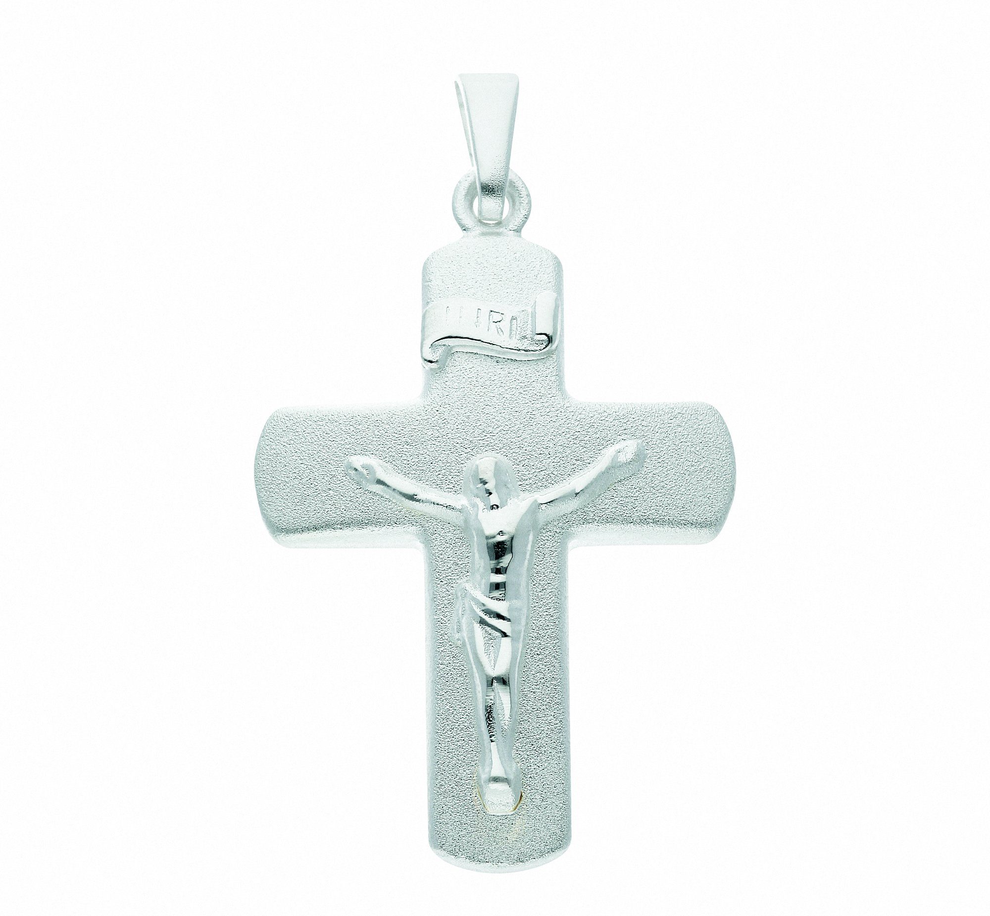 Adelia´s Kette mit Anhänger 925 Silber Kreuz Anhänger Korpus, Schmuckset -  Set mit Halskette, Inkl. 45 cm verstellbarer 925 Silber Halskette