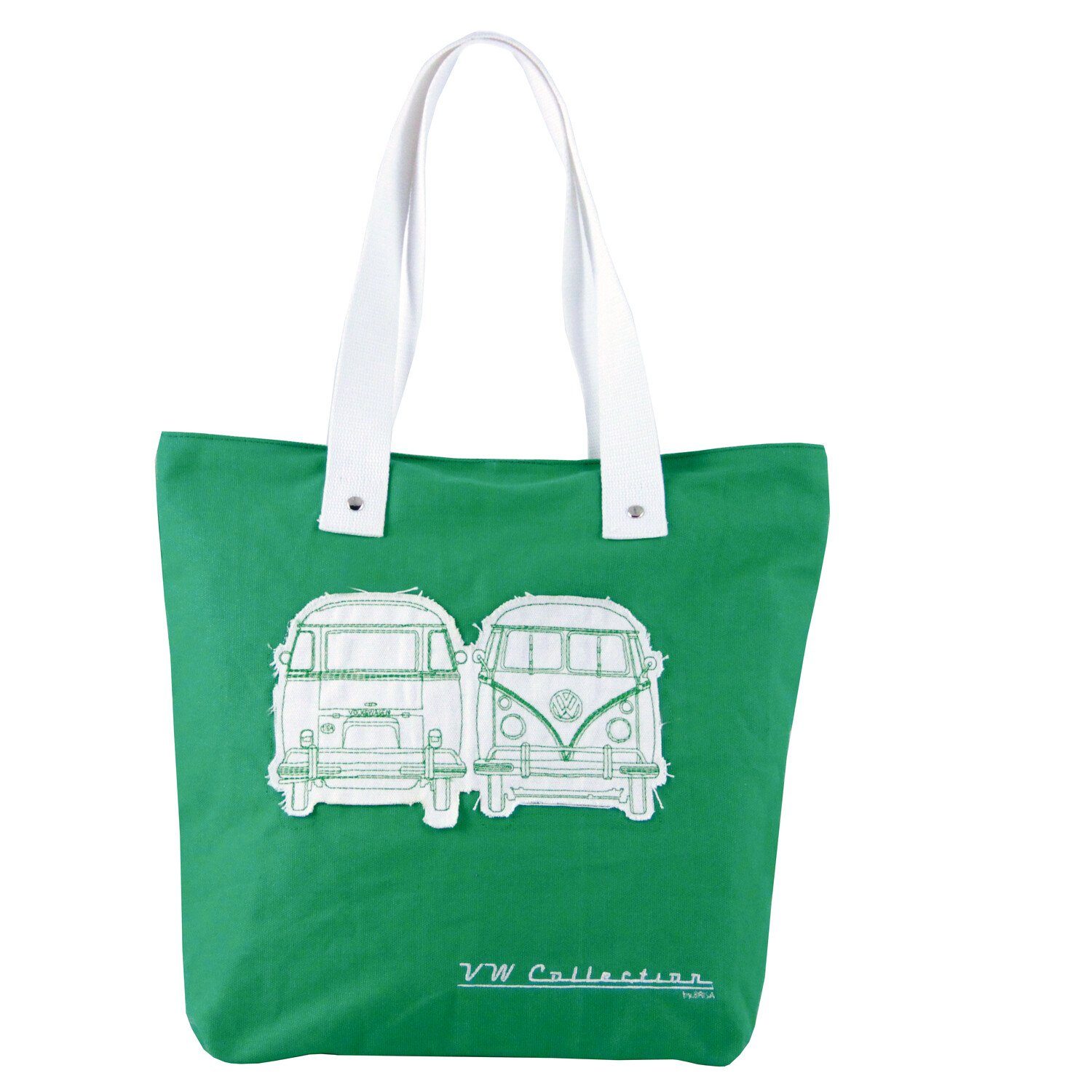 VW Collection Bulli Grün 17 Bus in by Silhouette BRISA Einkaufsshopper mit l, Motive Wiederverwendbare Volkswagen T1 Canvas-Einkaufs-Tüte-Strand-Tasche