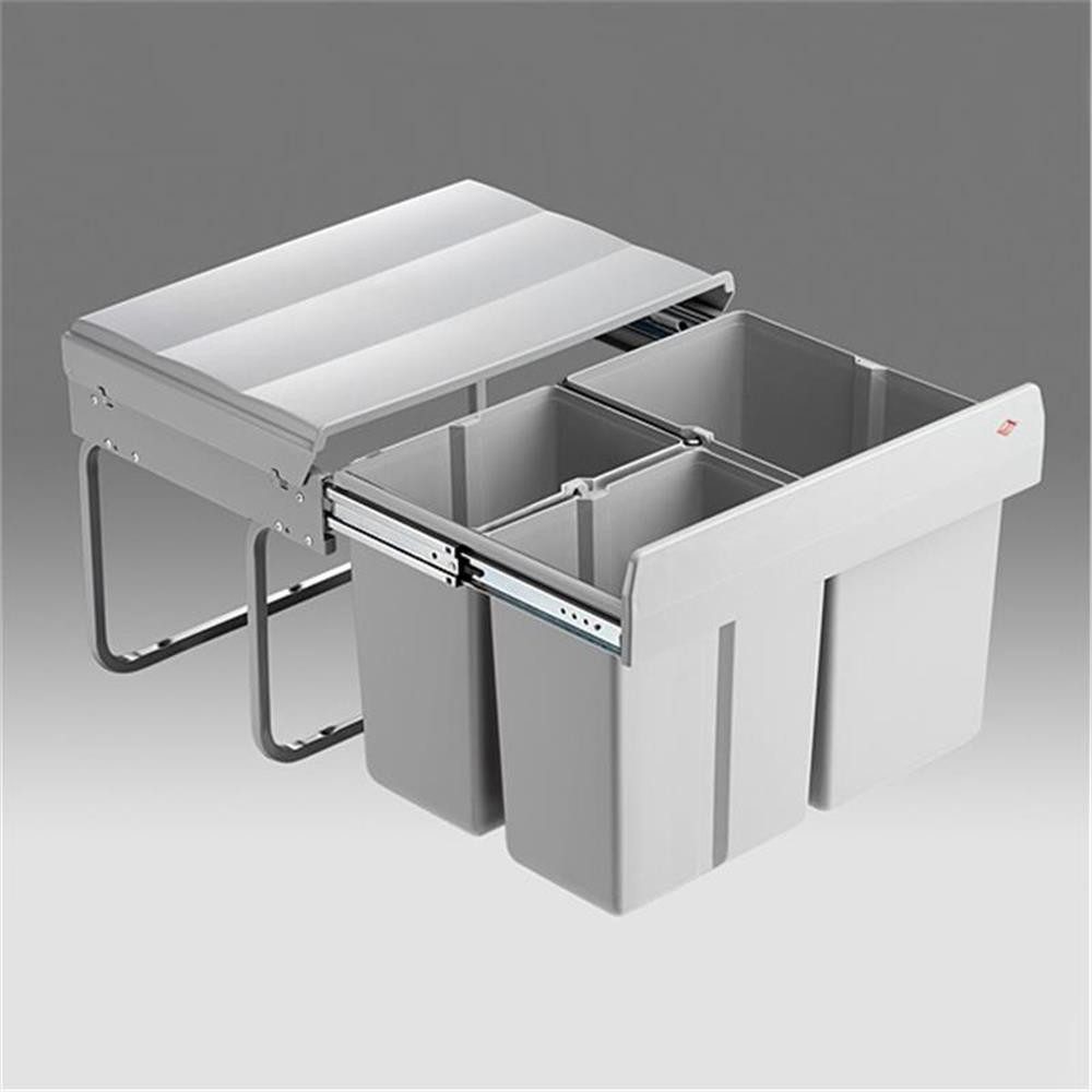 WESCO Einbaumülleimer 757451-85 Trio-Shorty 3-fach, alugrau