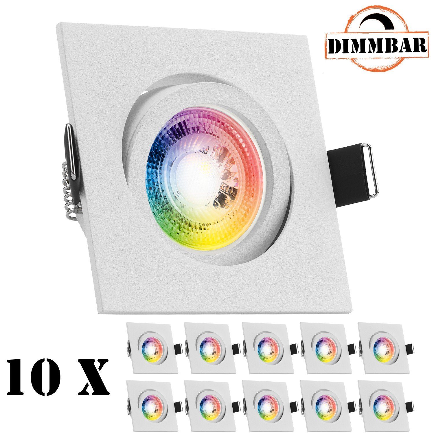 LEDANDO LED 3W Set GU10 Einbaustrahler RGB matt LED von 10er mit weiß in LED Einbaustrahler LEDAN