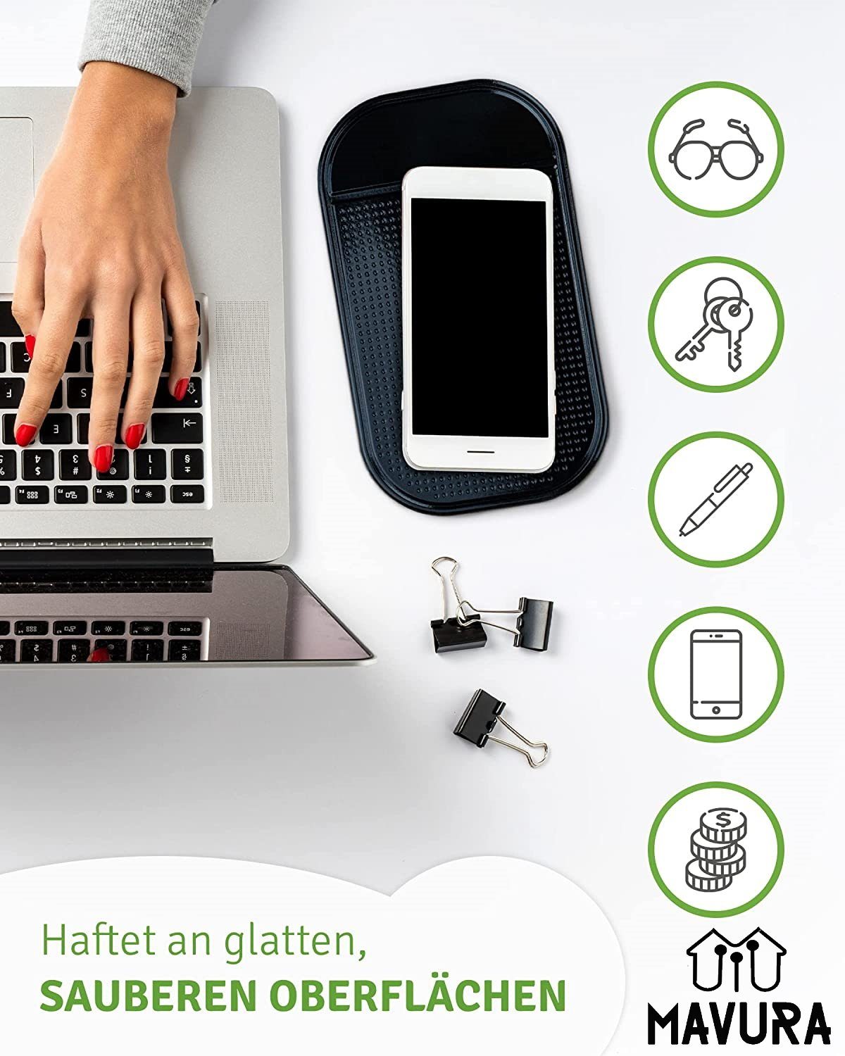 AUTO-HALTER Unterlage ANTI-RUTSCH PAD für Smartphone Handy etc. SCHWARZ