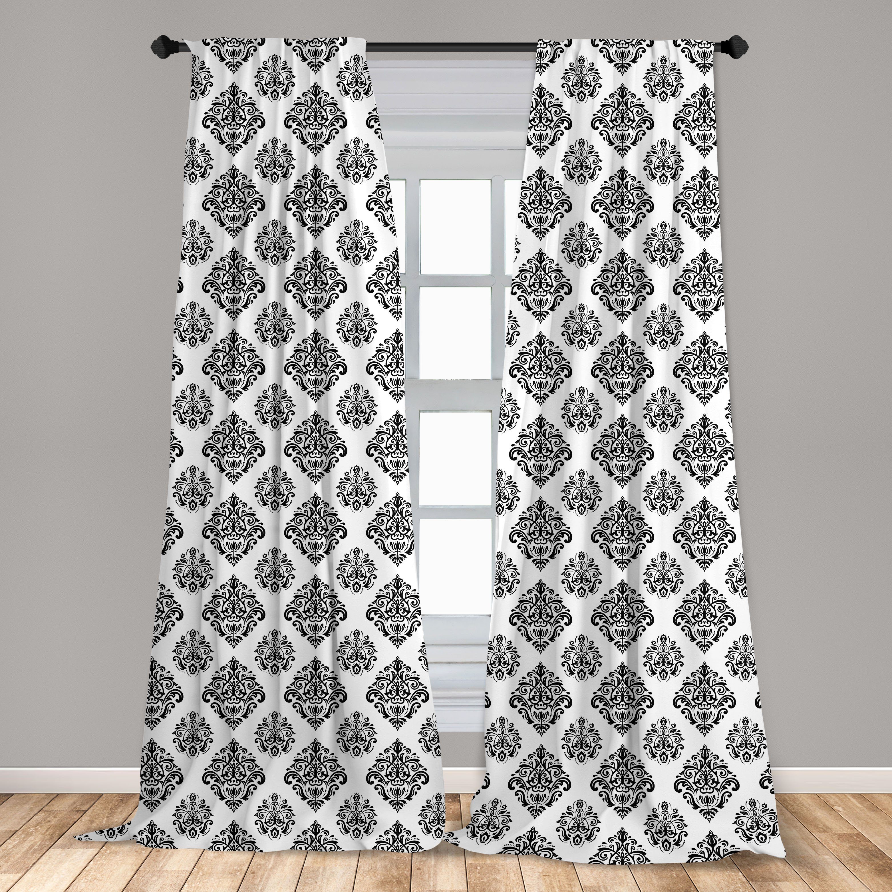 Gardine Vorhang für Arabeskedamastentwurf Abstrakt Stil Schlafzimmer Dekor, Microfaser, Wohnzimmer Abakuhaus