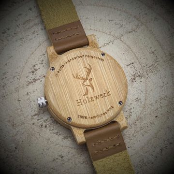 Holzwerk Quarzuhr LIL TORI BROWN Kinder Leder & Holz Armband Uhr mit Pferd Motiv, braun