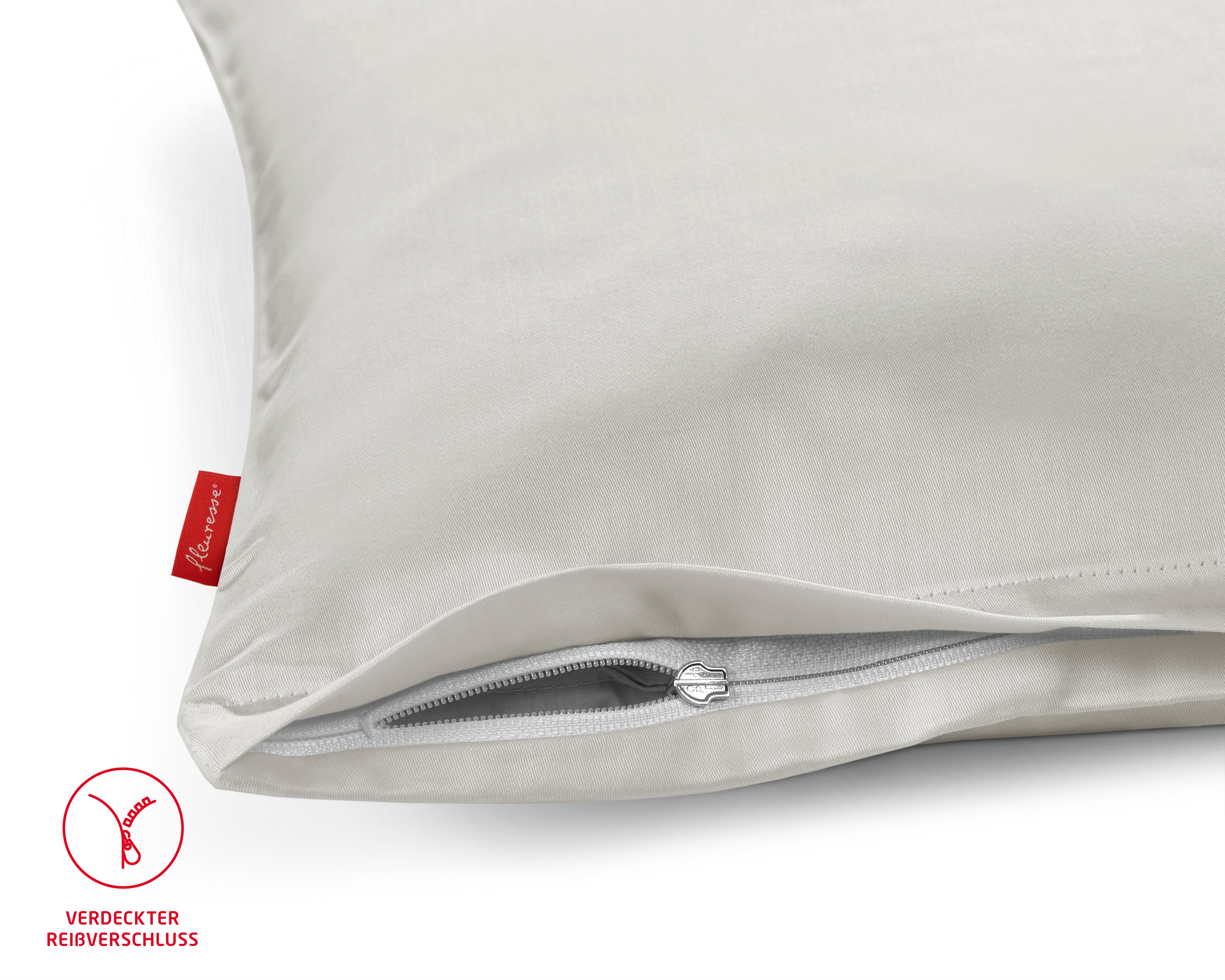 fleuresse Kissenbezug Colours Mako Satin, 100% Baumwolle, mit Reißverschluss, (2 Stück), Mako Satin, glänzend, glatt, Premium Qualität – Bild 4 von 5