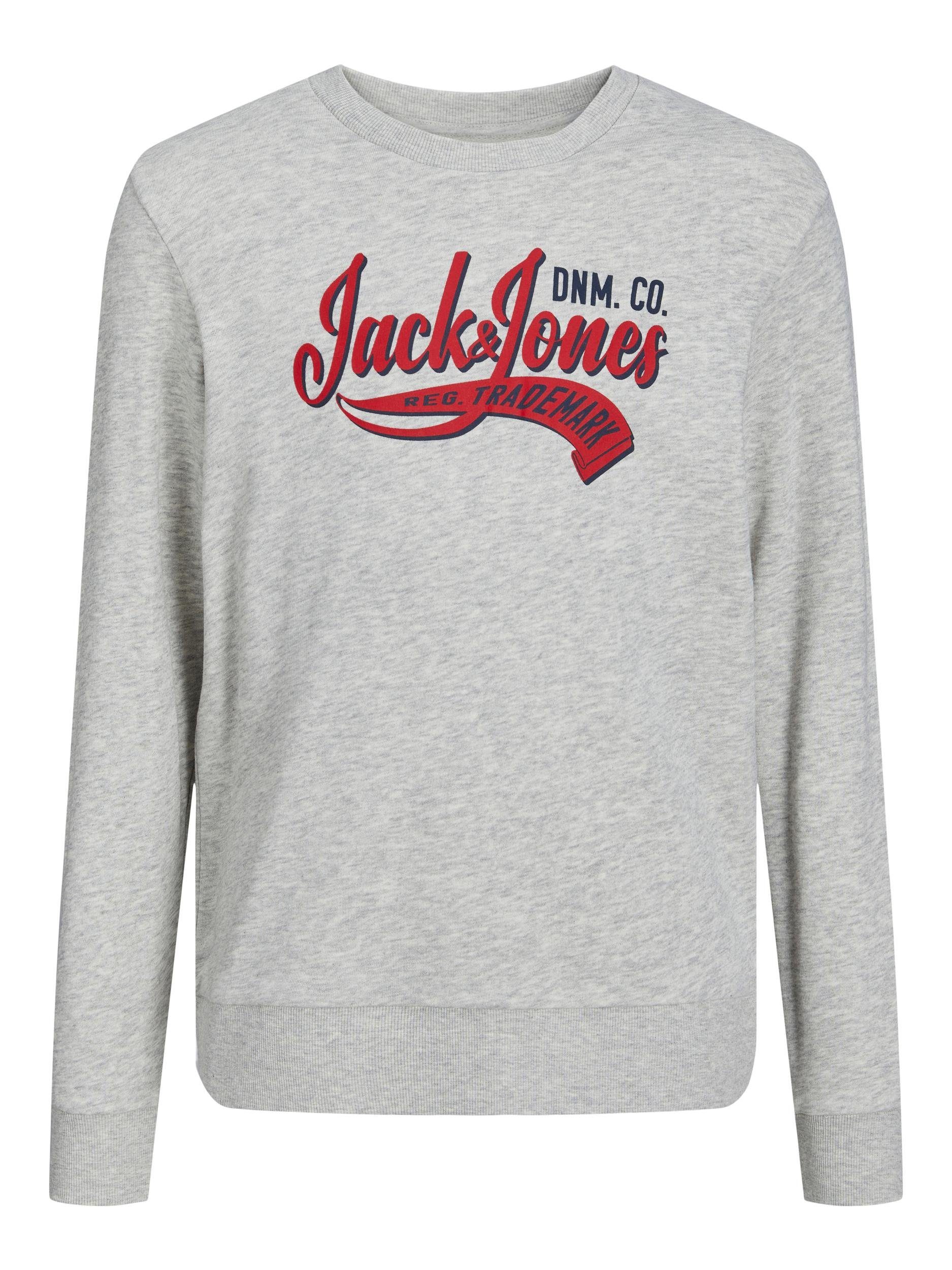 Jones & Junior 2 NECK Jack melange SWEAT white JJELOGO Sweatshirt CREW SS24 JNR COL