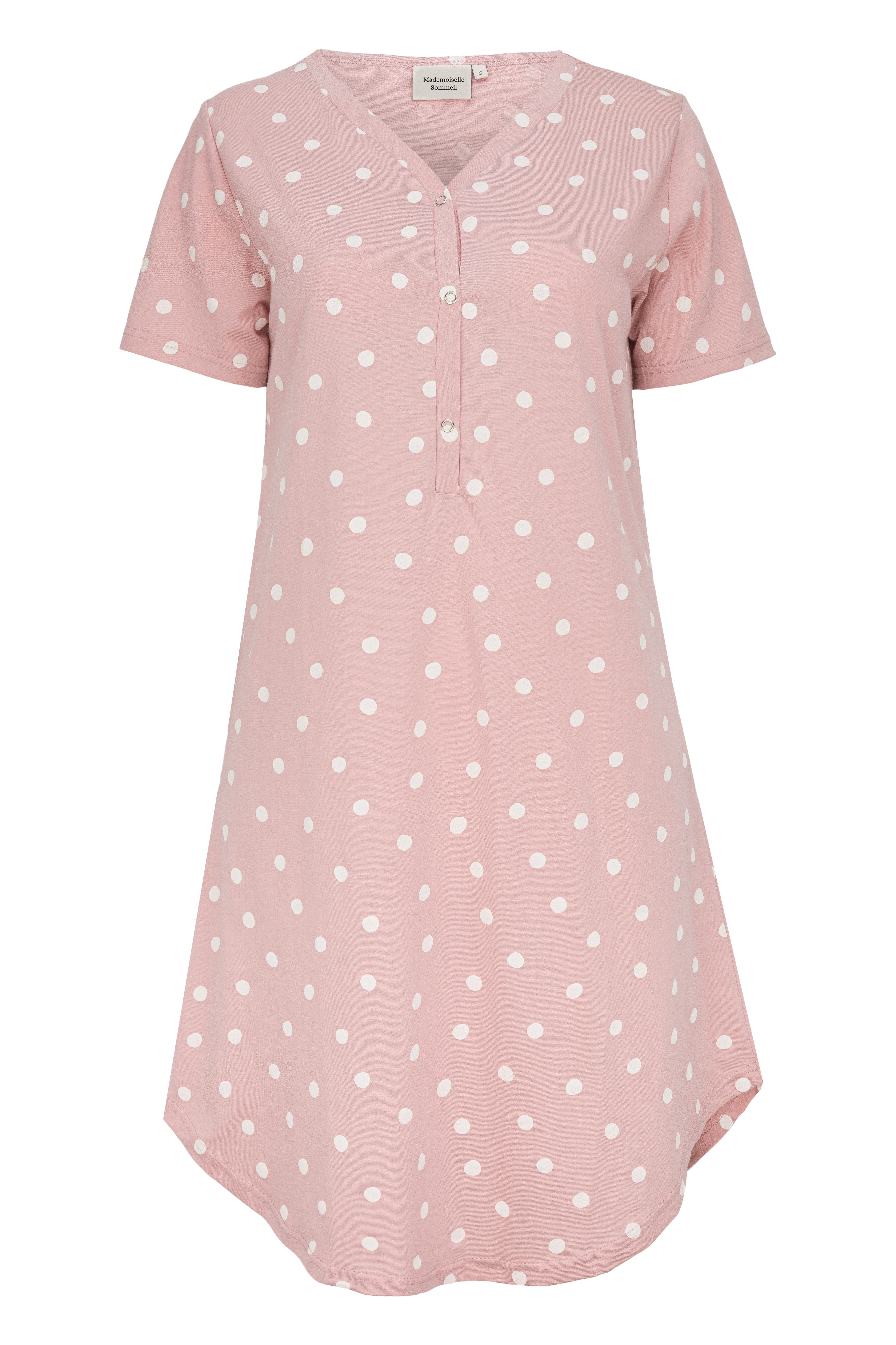 Mademoiselle Sommeil Nachthemd kurzarm in altrosa mit Punkten und Knopfleis günstig online kaufen