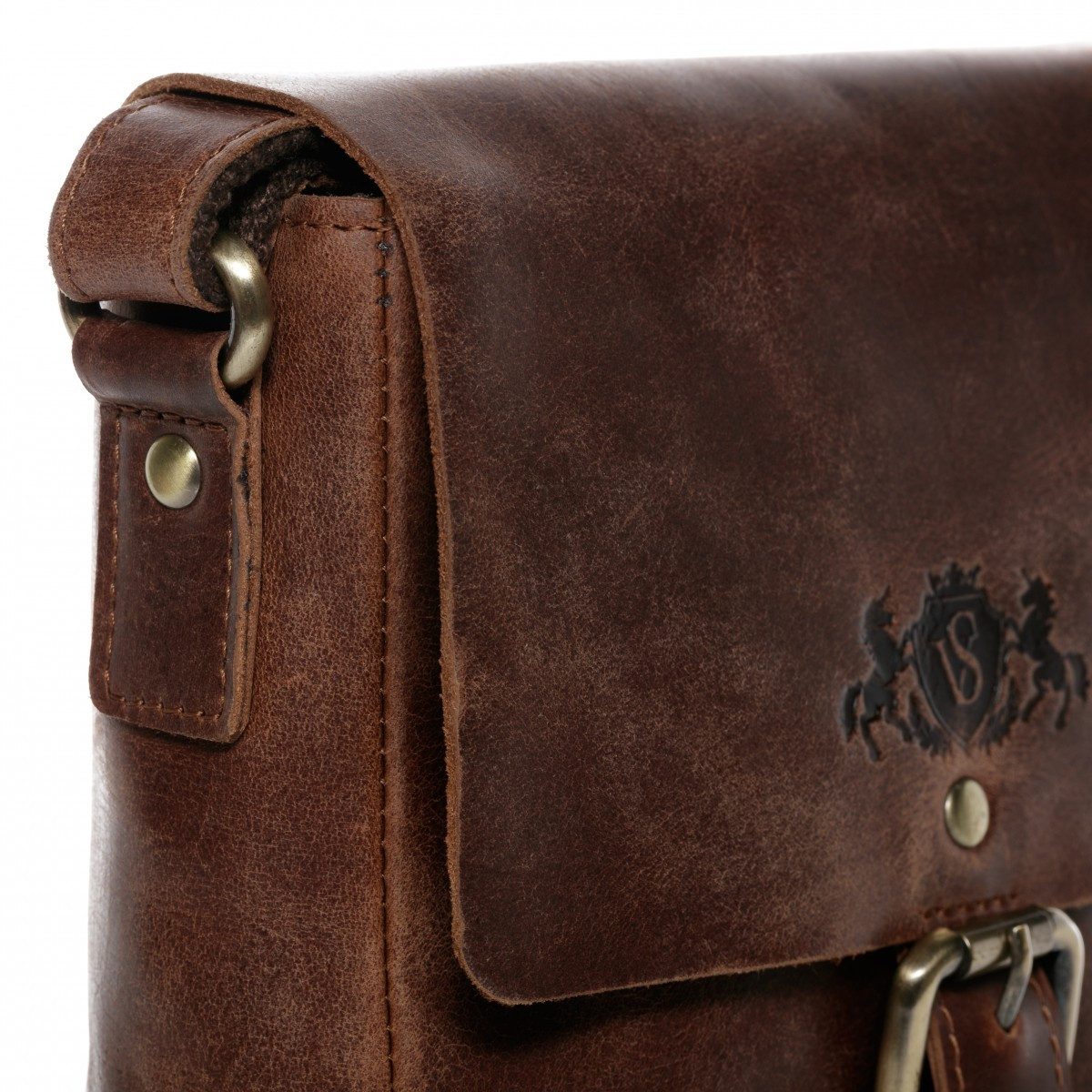 SID & VAIN Umhängetasche ORLANDO Umhängetasche Cross-Body Bag echt Leder, Ledertasche Schultertasche Herren Damen Messenger Bag braun – Bild 5 von 5