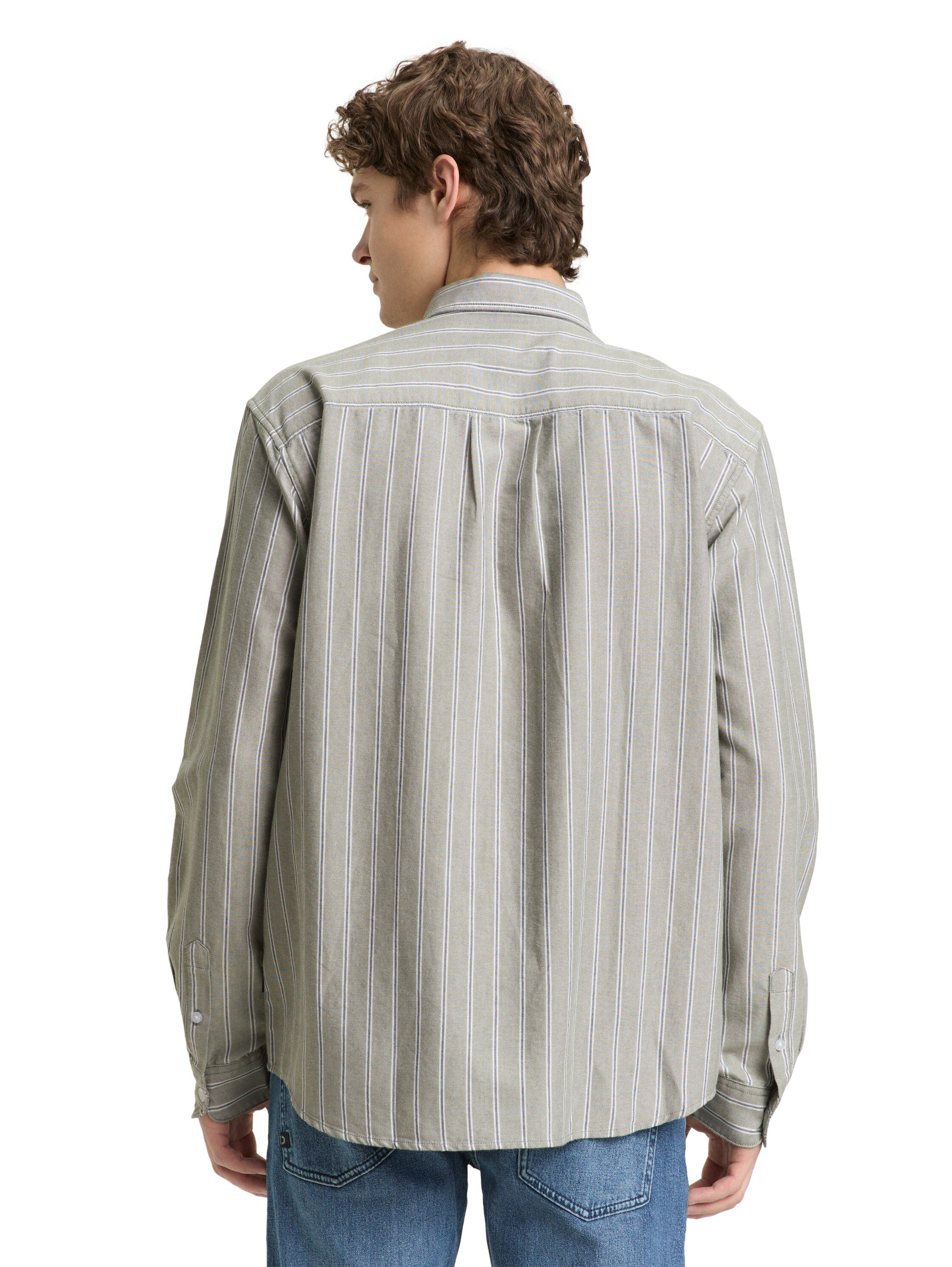 TOM TAILOR Denim Langarmhemd gestreift, mit Button-down-Kragen