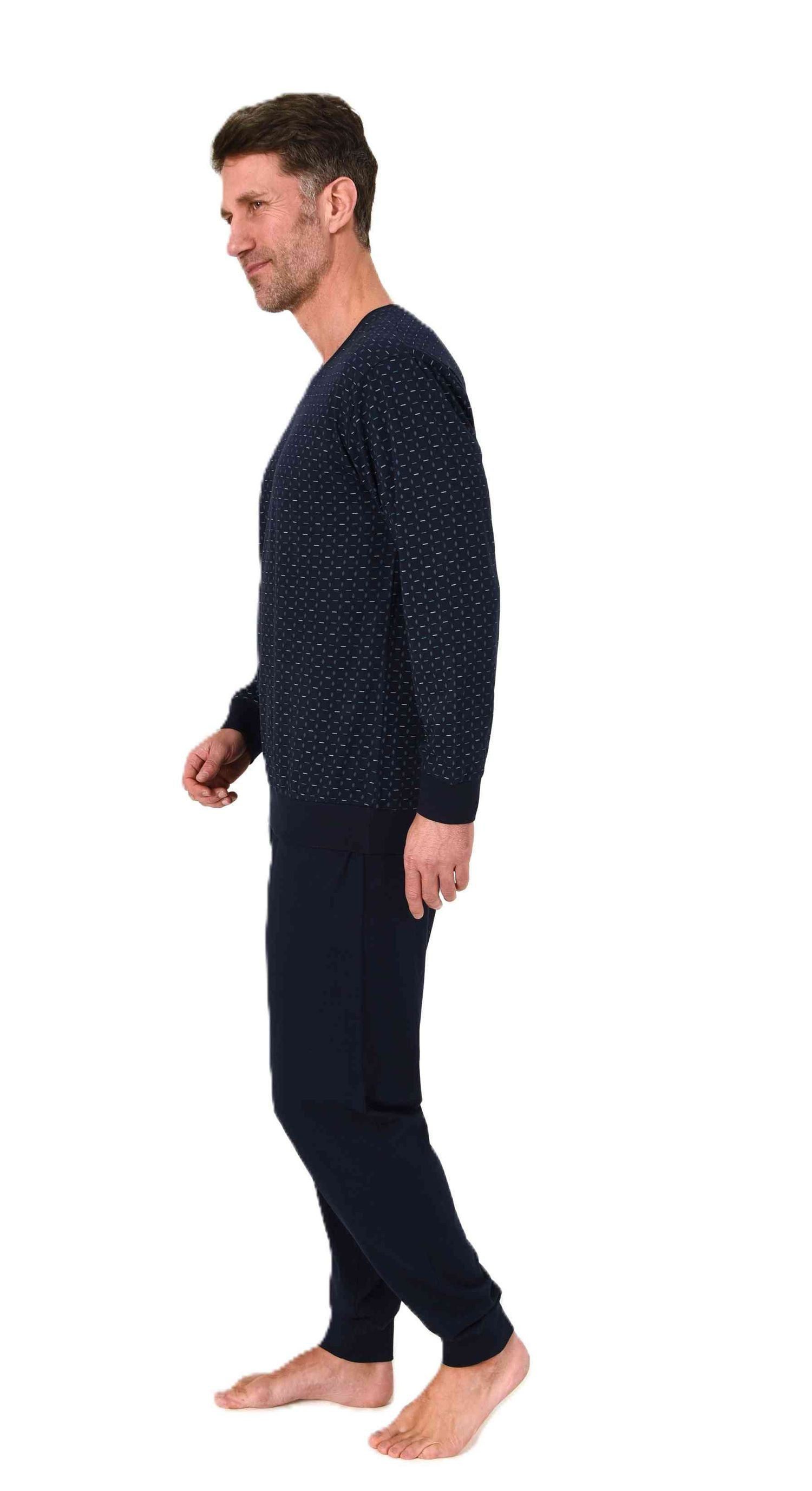 Normann Pyjama Normann Herren Schlafanzug lang mit Bündchen in Minimal Prin günstig online kaufen