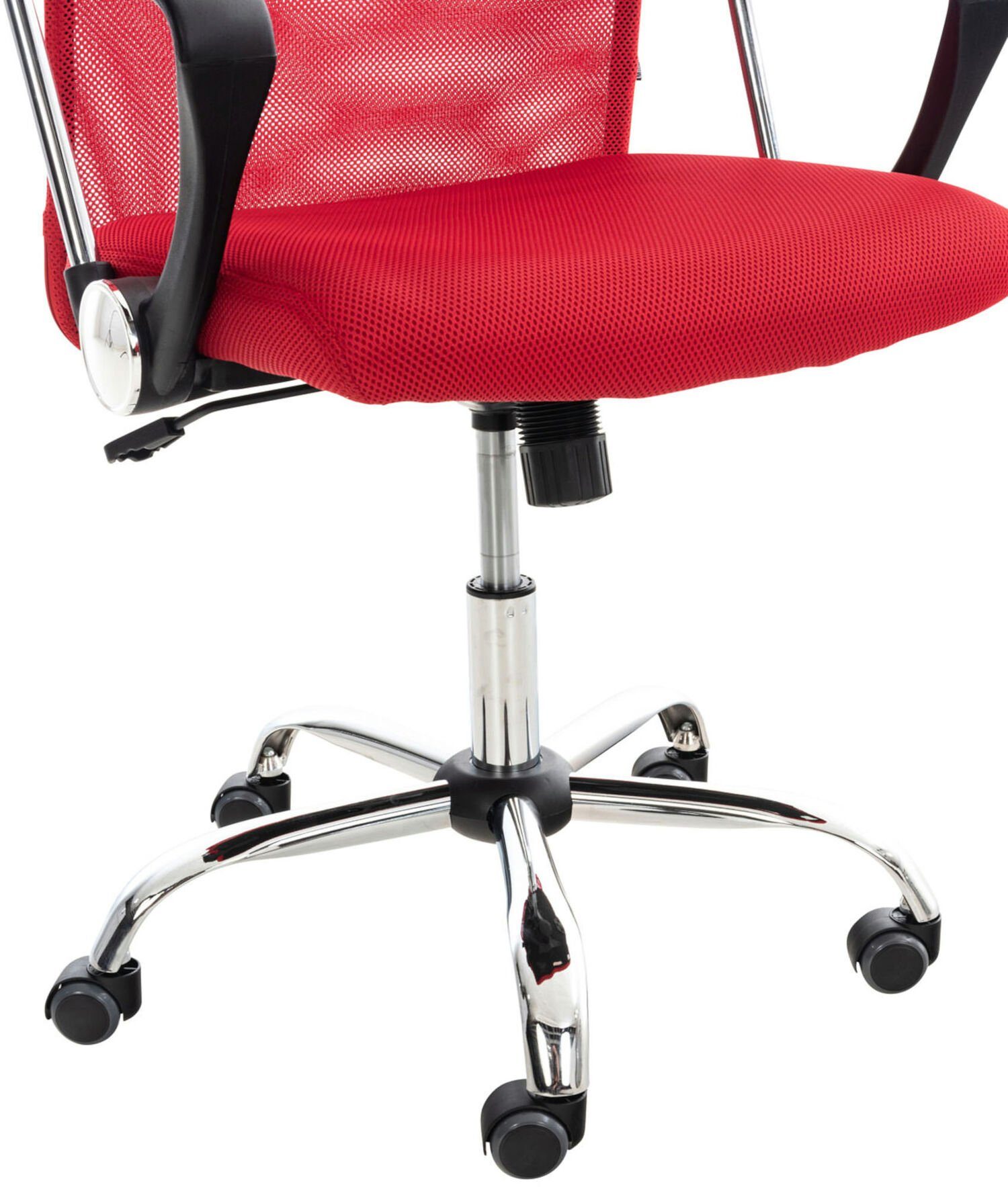 Bürostuhl und 360° TPFLiving Sitzfläche: rot Chefsessel, Waterloo XXL), mit (Schreibtischstuhl, bequemer - Drehstuhl, - chrom Rückenlehne Bürostuhl höhenverstellbar Gestell: Metall drehbar Kunstleder