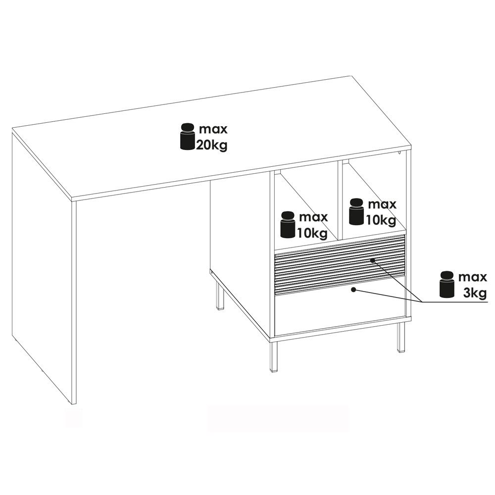 Lomadox Schreibtisch PARMA-129, in grau-grün, kombiniert mit Eiche Nb., 2 Schubkästen, 120 cm breit