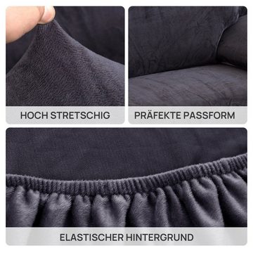 Sofahusse Stretch Samt Sofabezug Modern Sofaüberwurf Elastische Couchbezug, MULISOFT, Sofahusse mit Armlehne für Wohnzimmer, Protector für Hunde Haustiere